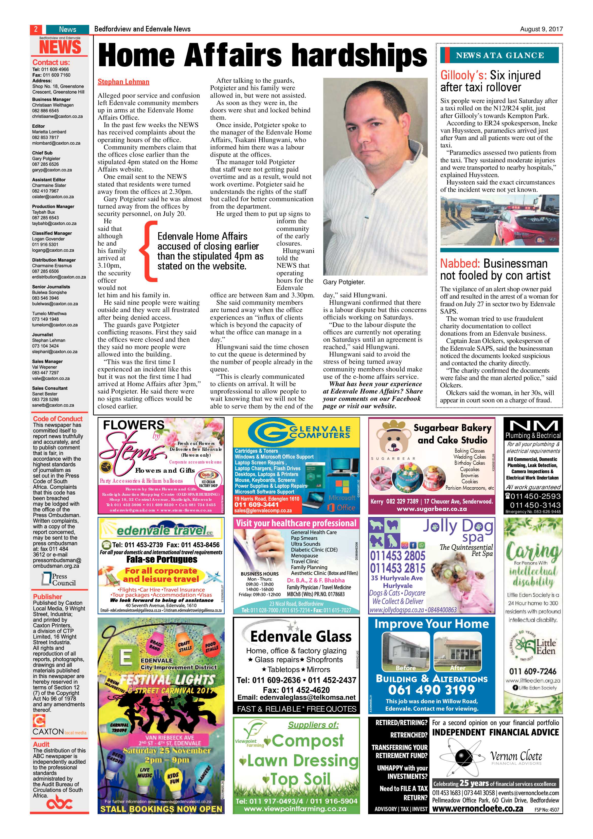 Bedfordview and Edenvale News 09 August 2017 page 2