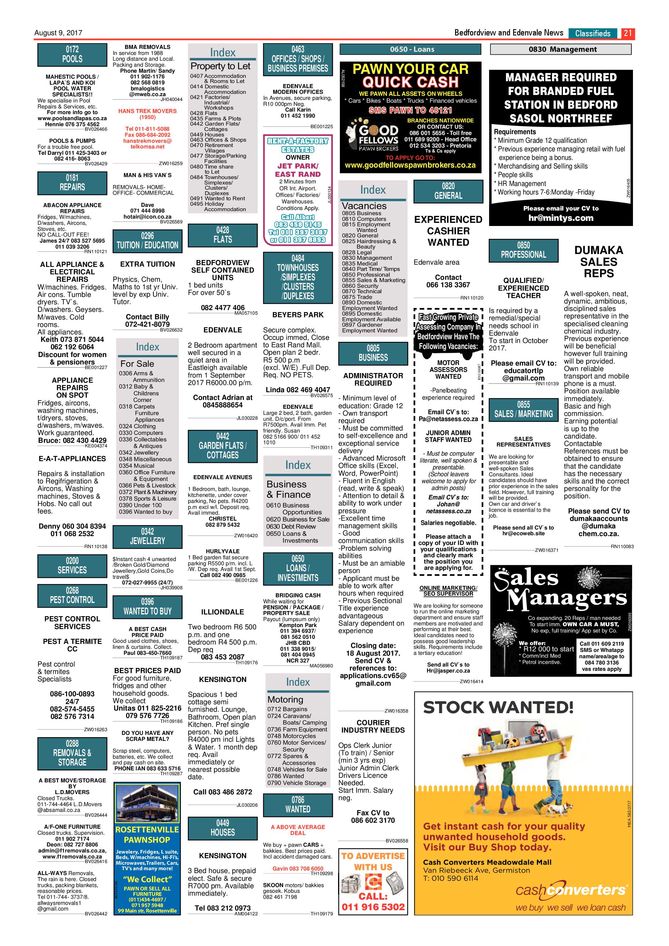 Bedfordview and Edenvale News 09 August 2017 page 21