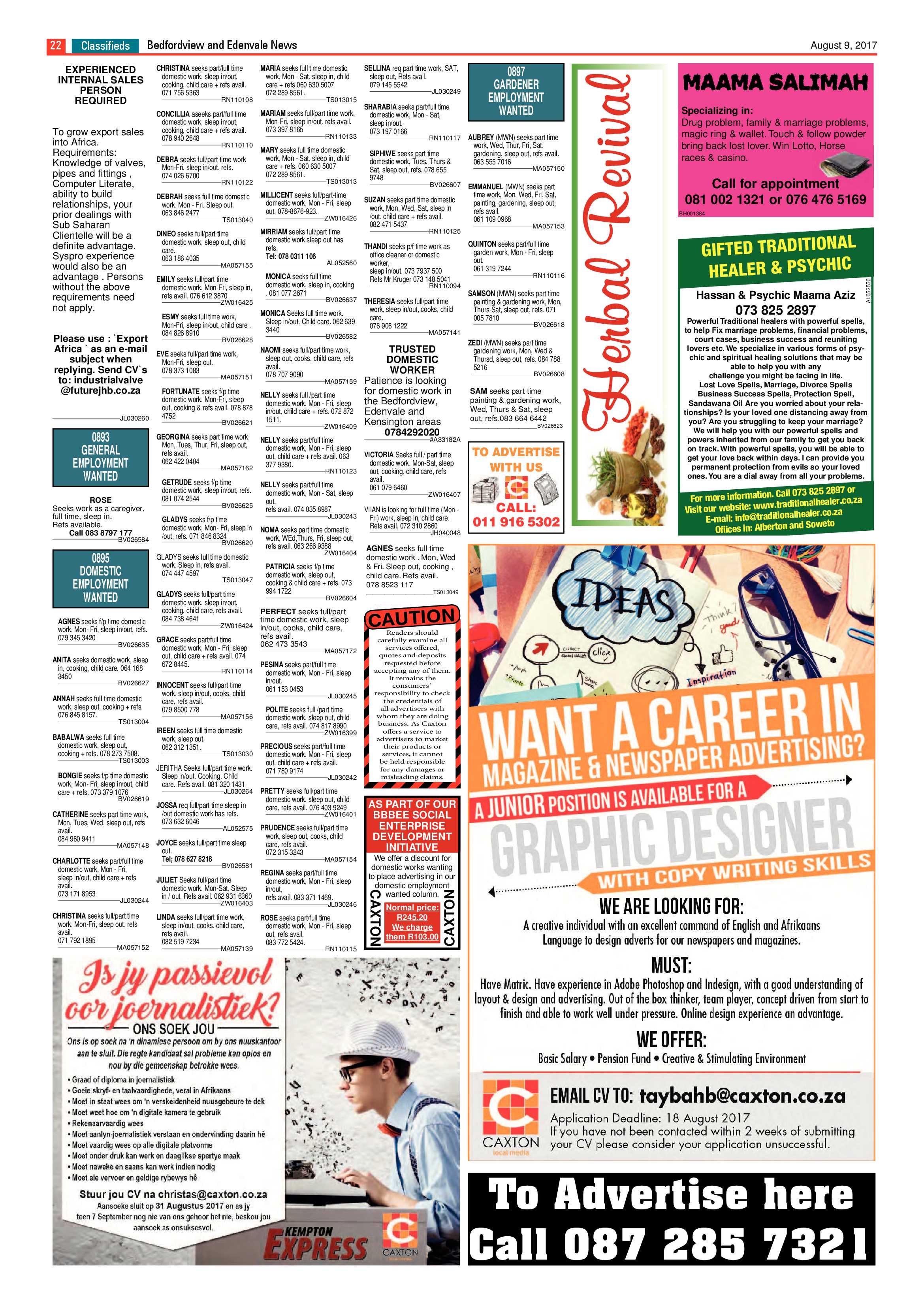 Bedfordview and Edenvale News 09 August 2017 page 22