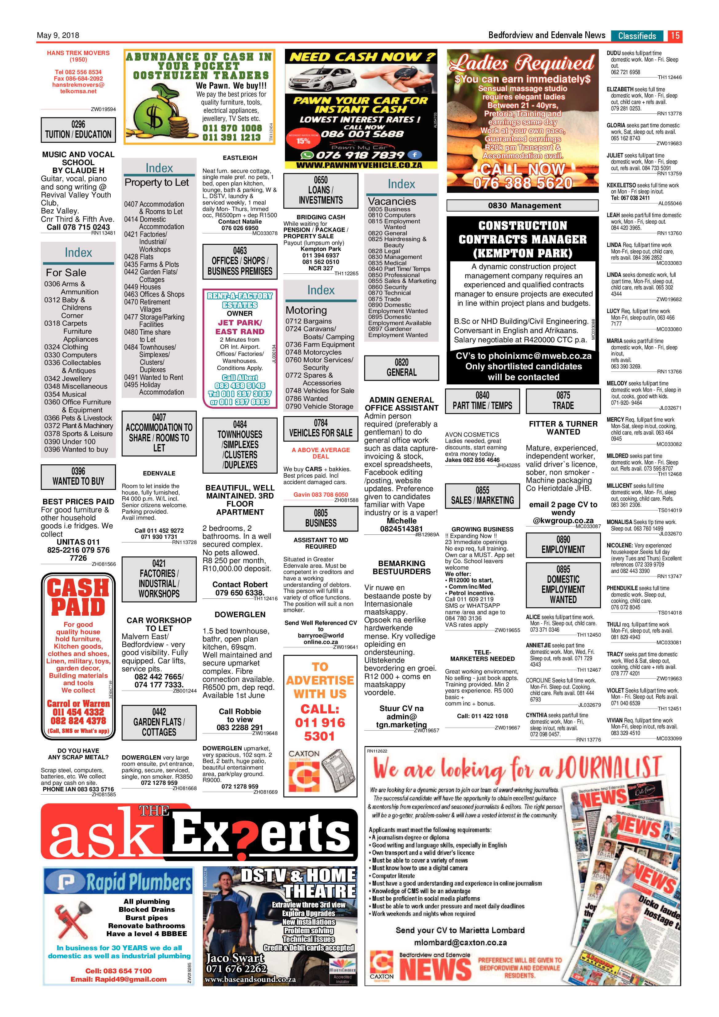 Bedfordview and Edenvale News 09 May 2018 page 15