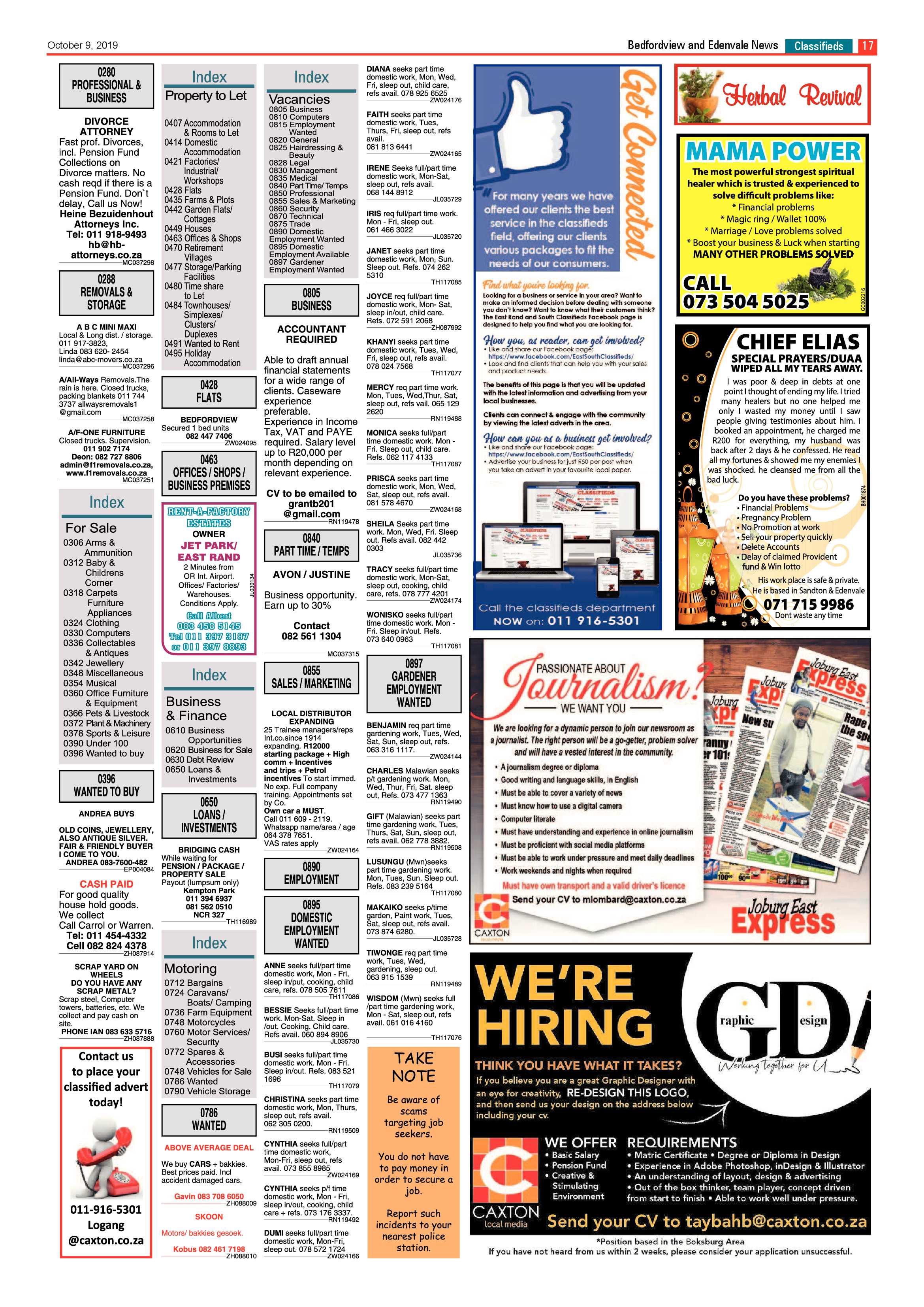Bedfordview and Edenvale News 09 October 2019 page 17