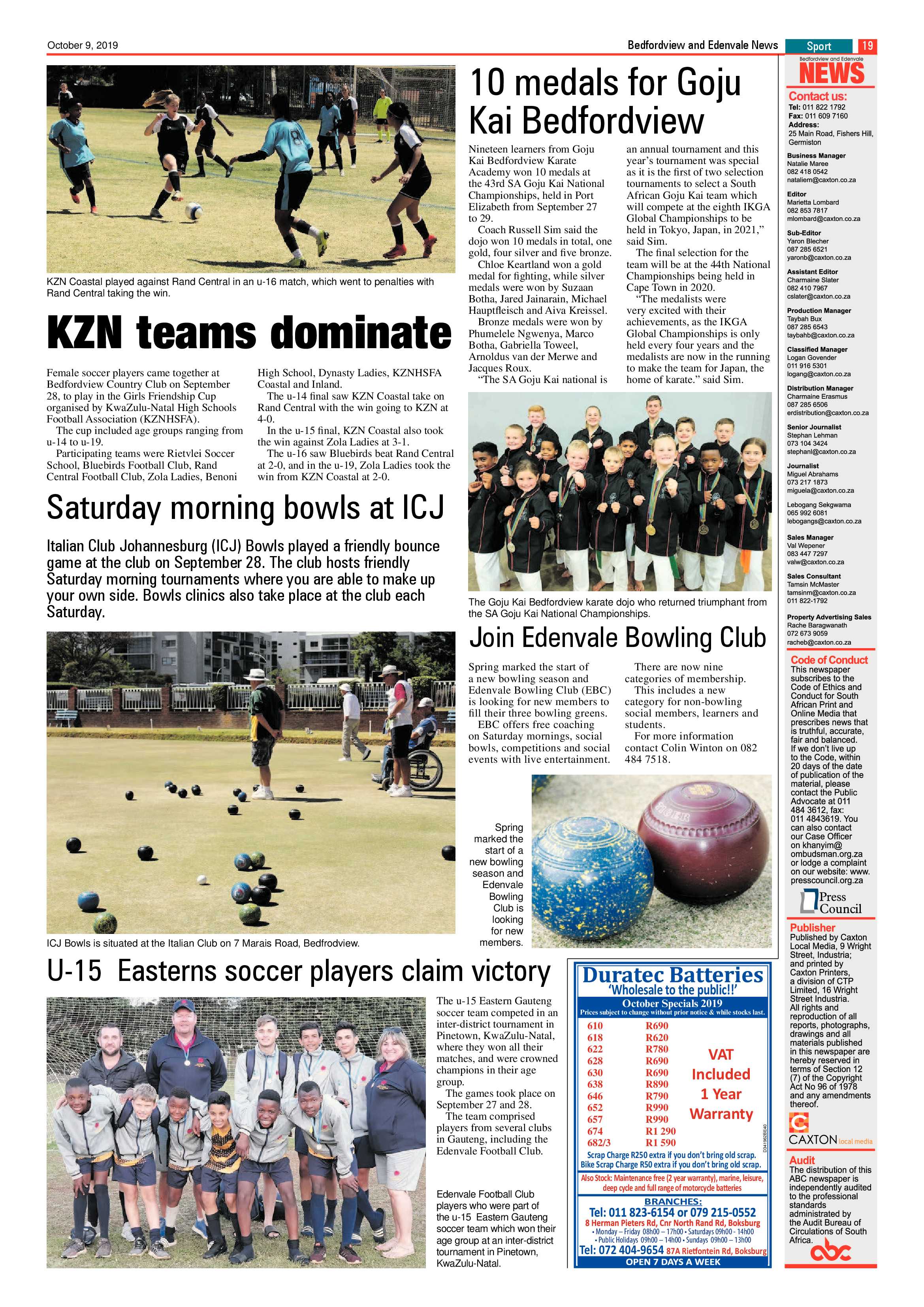 Bedfordview and Edenvale News 09 October 2019 page 19
