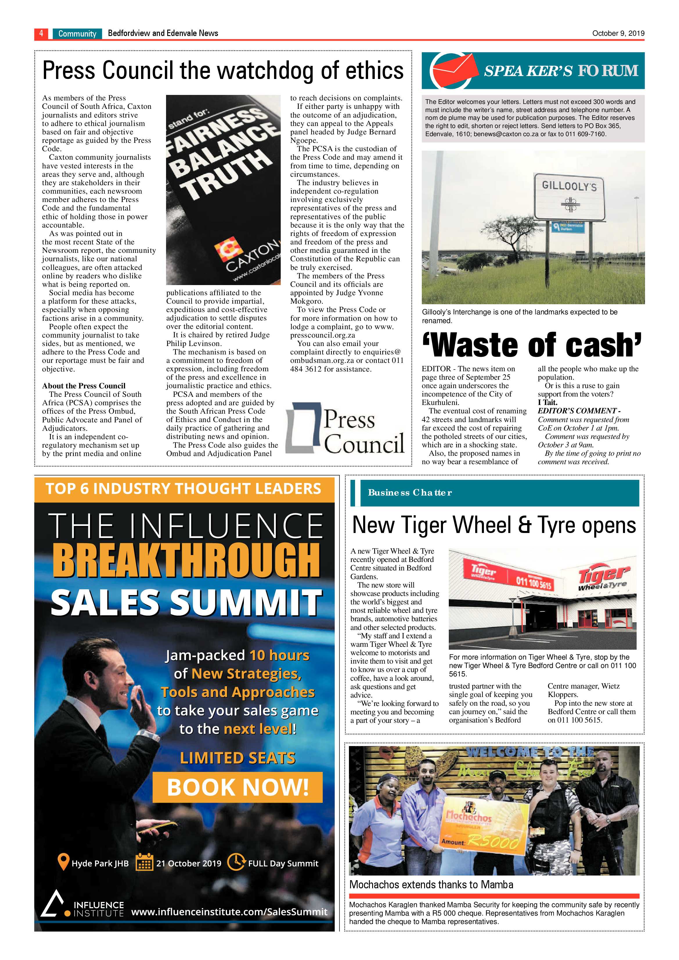 Bedfordview and Edenvale News 09 October 2019 page 4