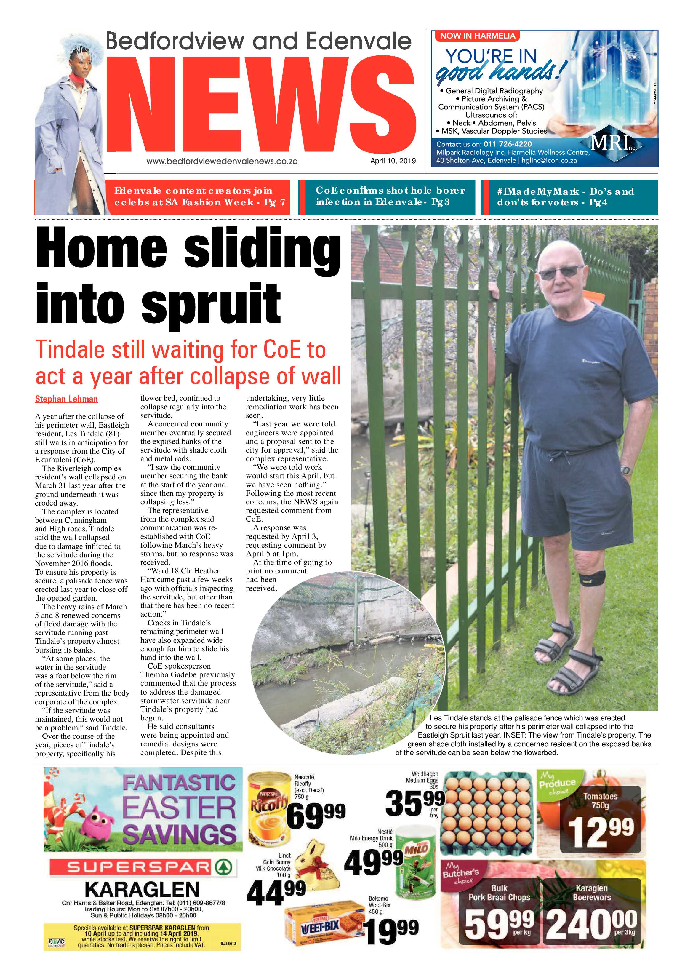 Bedfordview and Edenvale News 10 April 2019 page 1