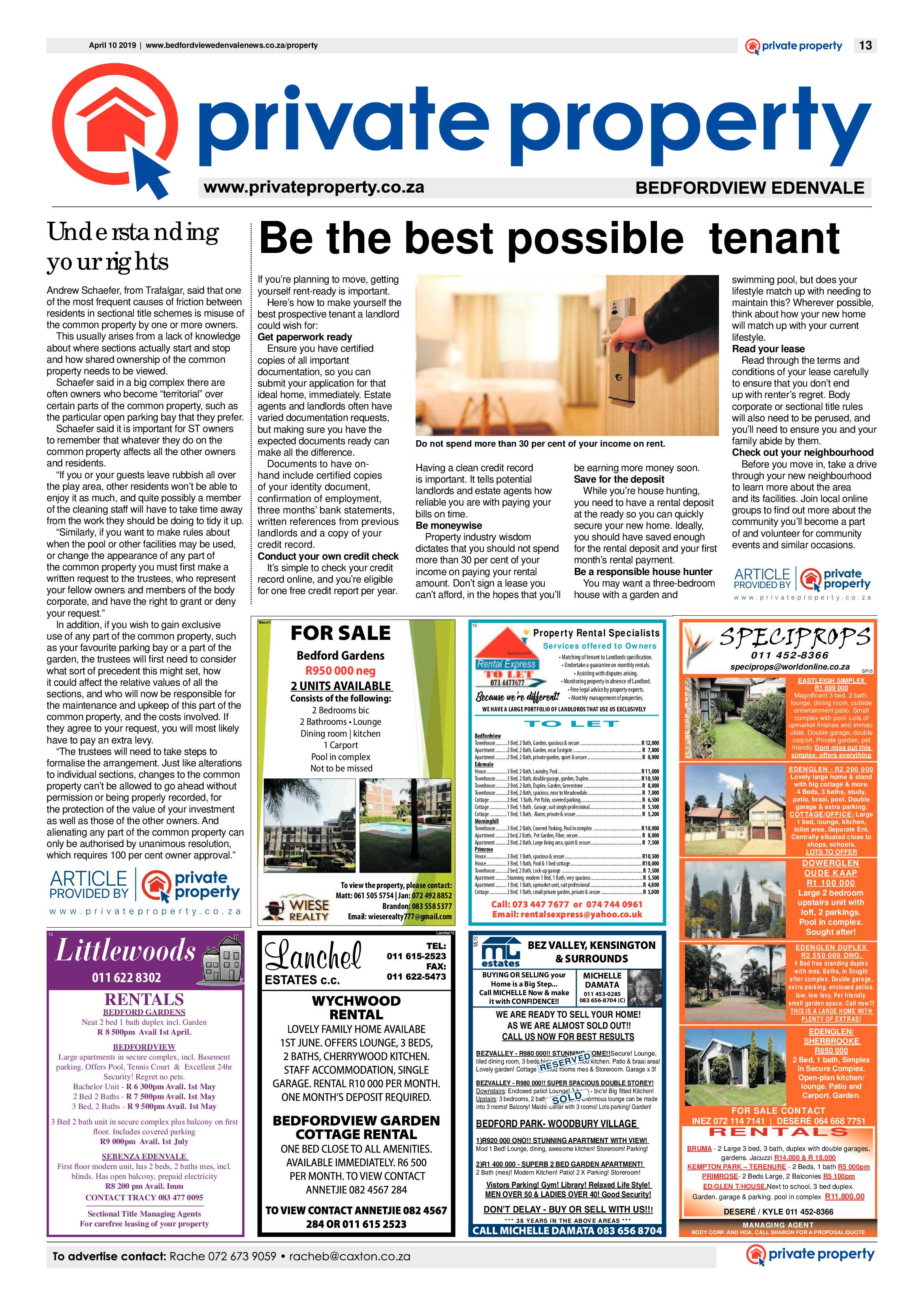 Bedfordview and Edenvale News 10 April 2019 page 13