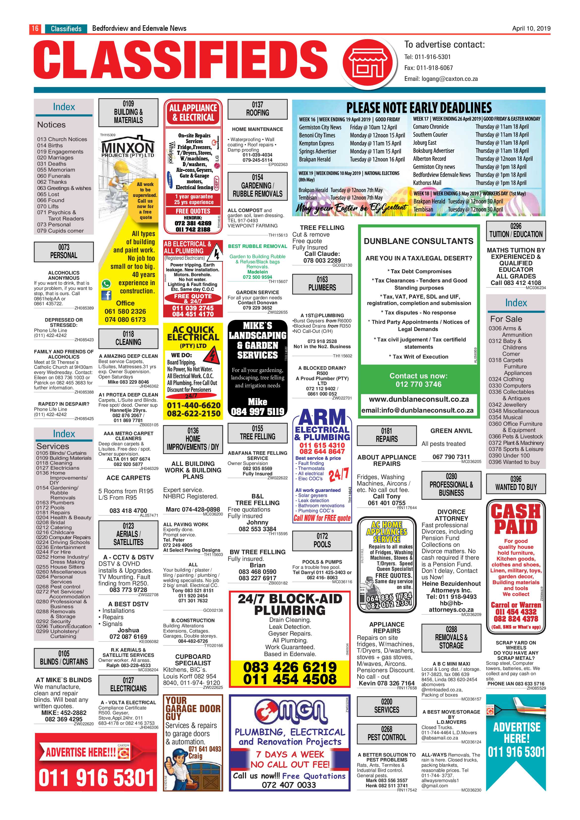 Bedfordview and Edenvale News 10 April 2019 page 16