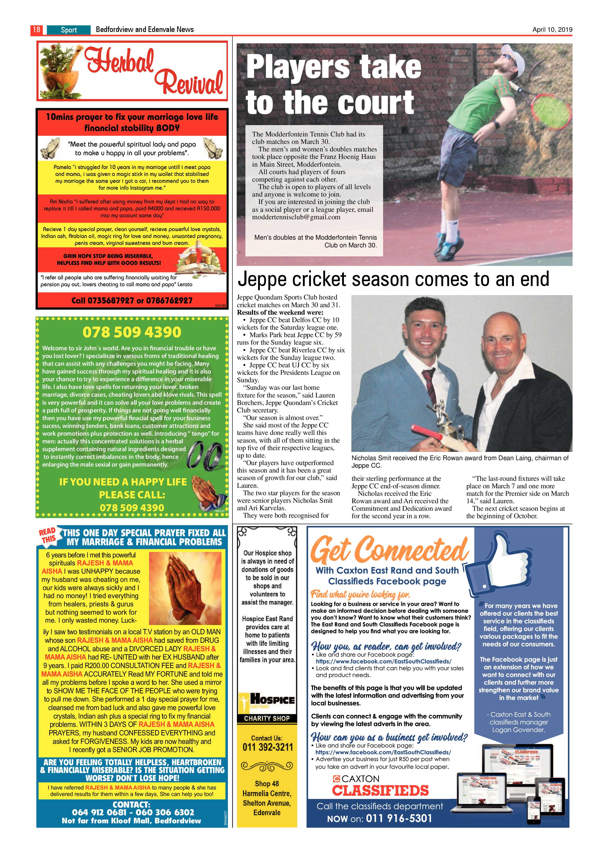 Bedfordview and Edenvale News 10 April 2019 page 18
