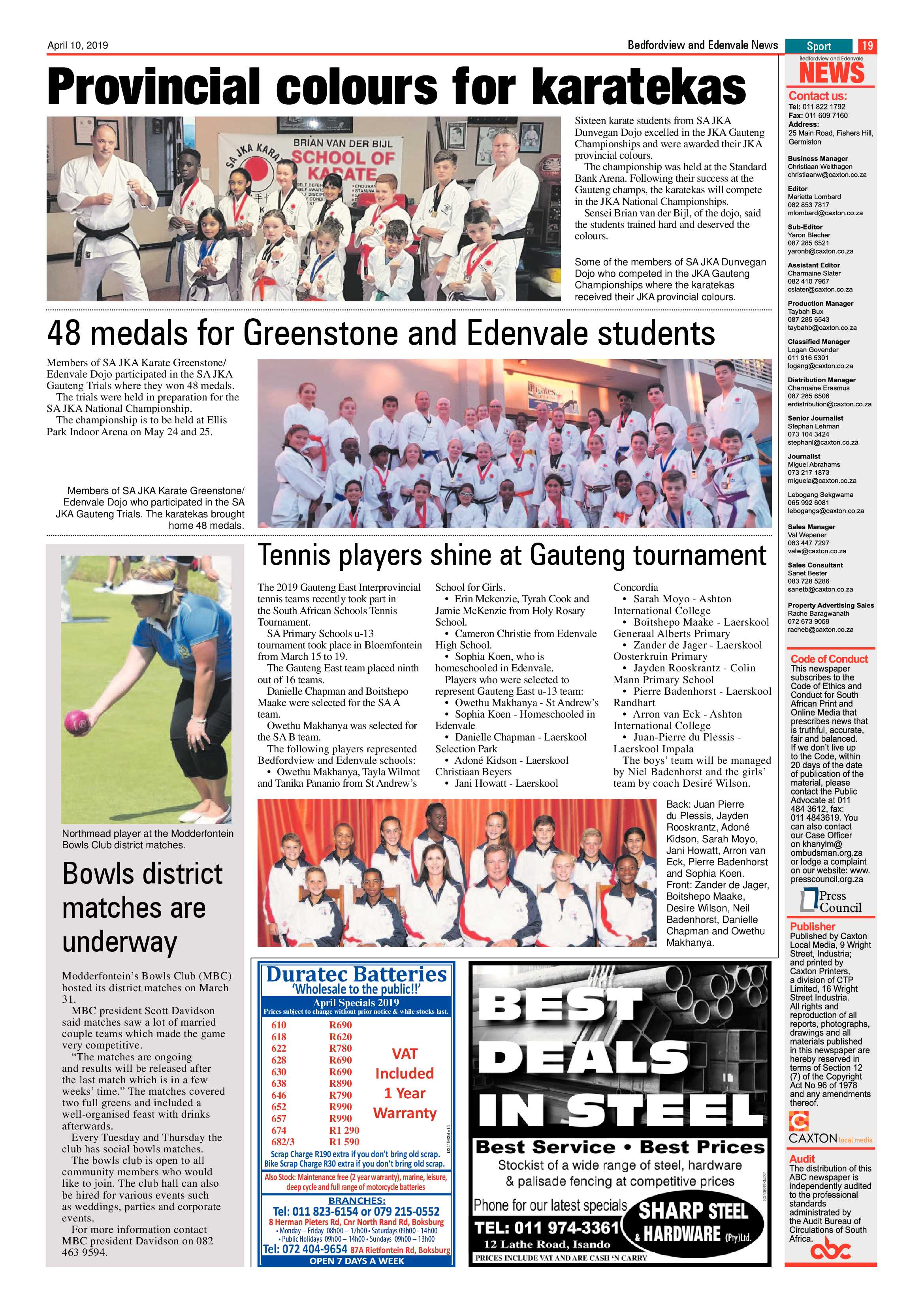 Bedfordview and Edenvale News 10 April 2019 page 19