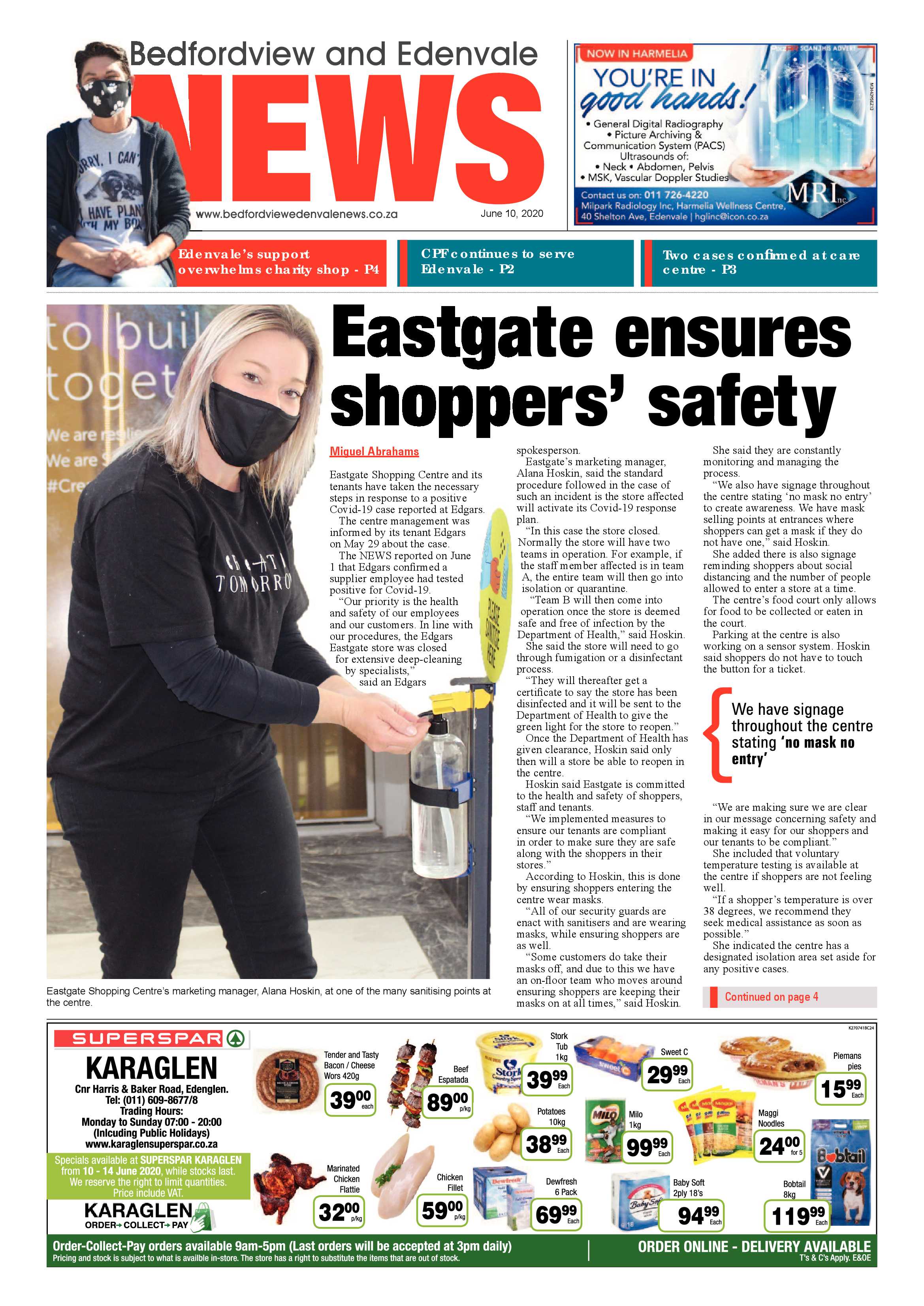 Bedfordview and Edenvale News 10 June 2020 page 1