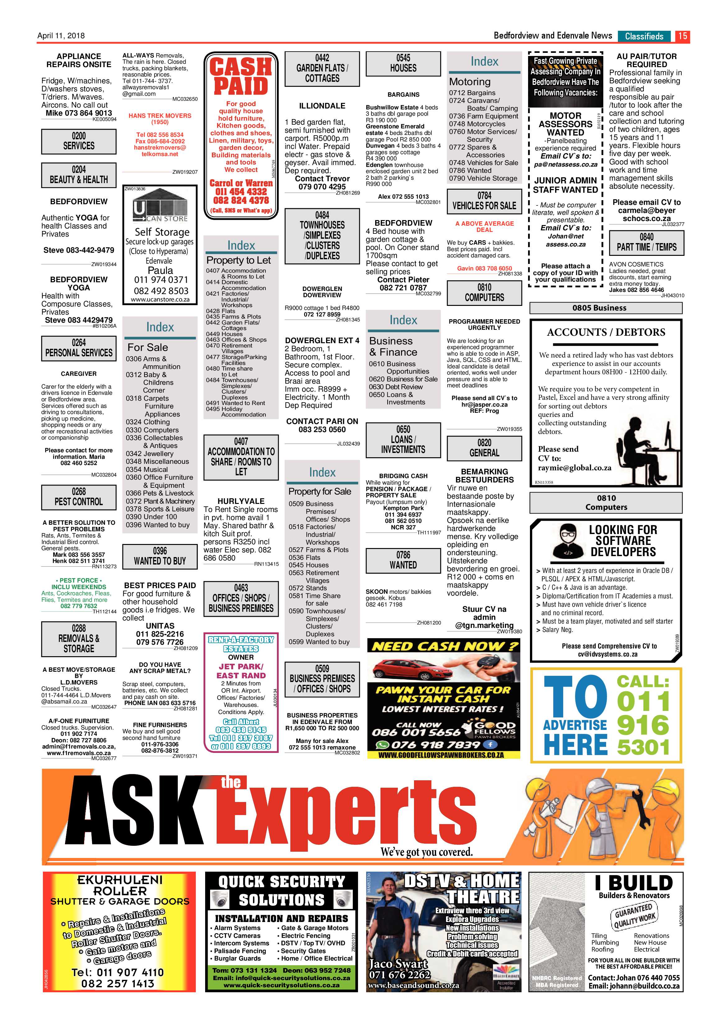 Bedfordview and Edenvale News 11 April 2018 page 15