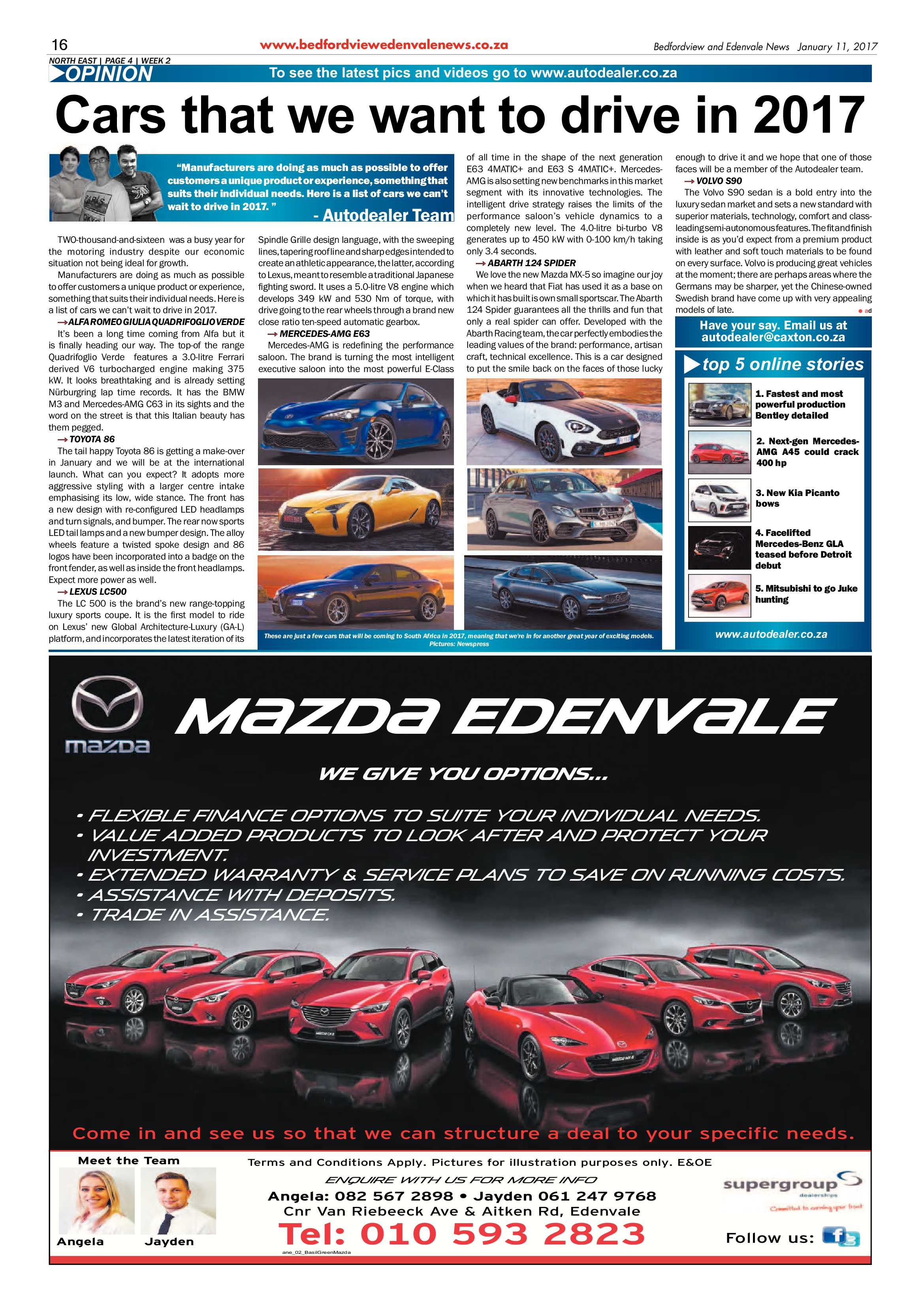 Bedfordview and Edenvale News 11 January 2017 page 16