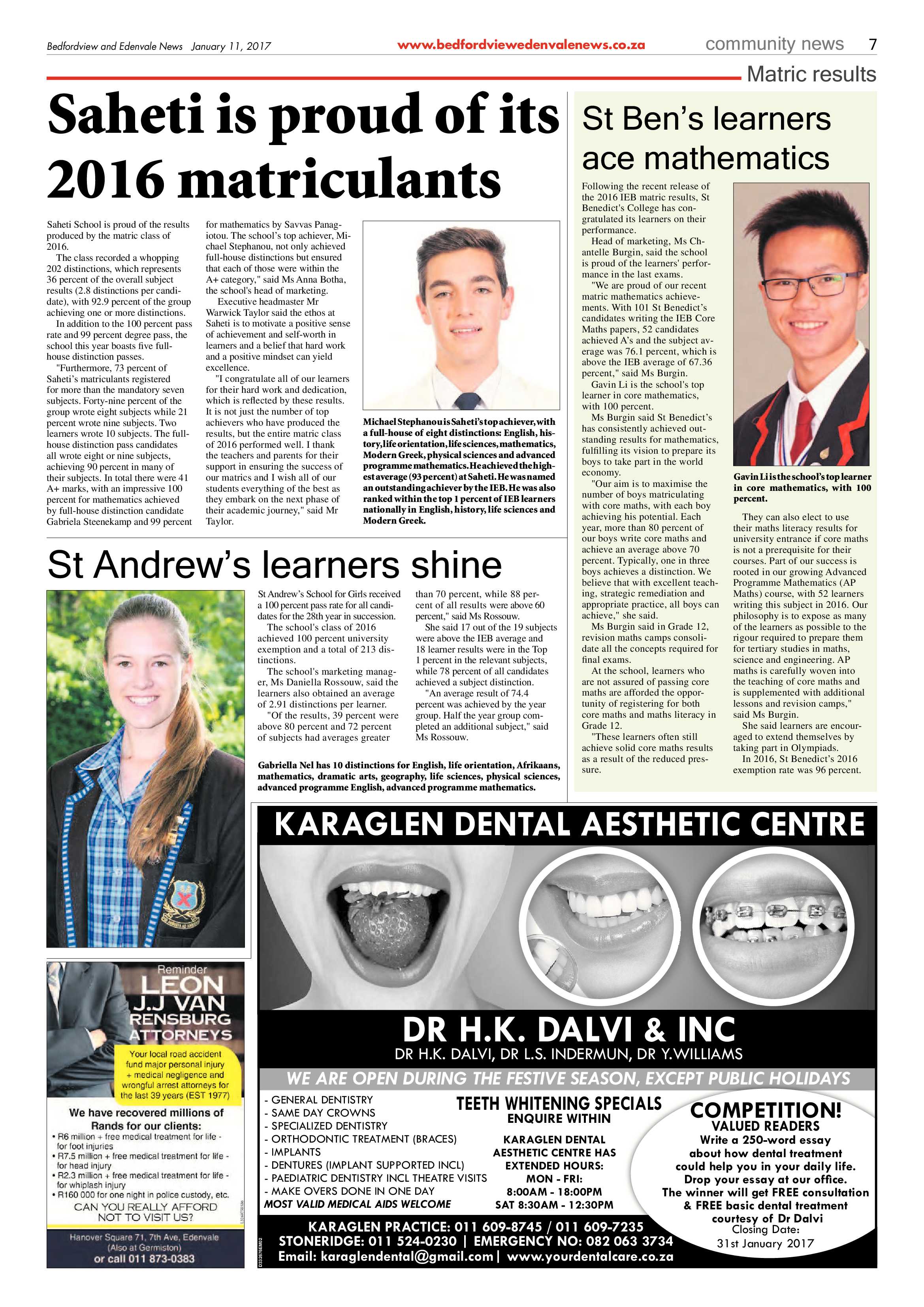 Bedfordview and Edenvale News 11 January 2017 page 7