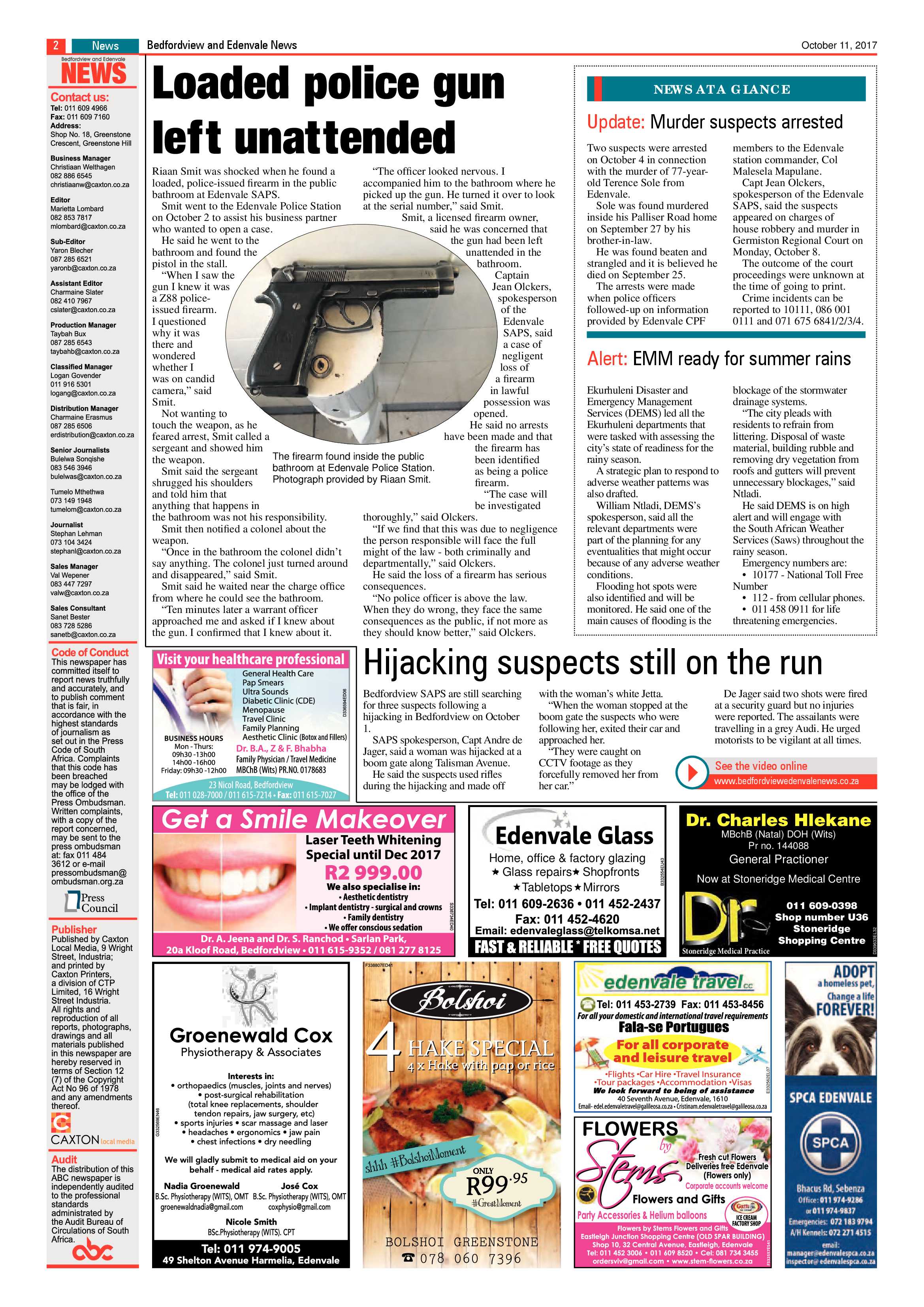 Bedfordview and Edenvale News 11 October 2017 page 2