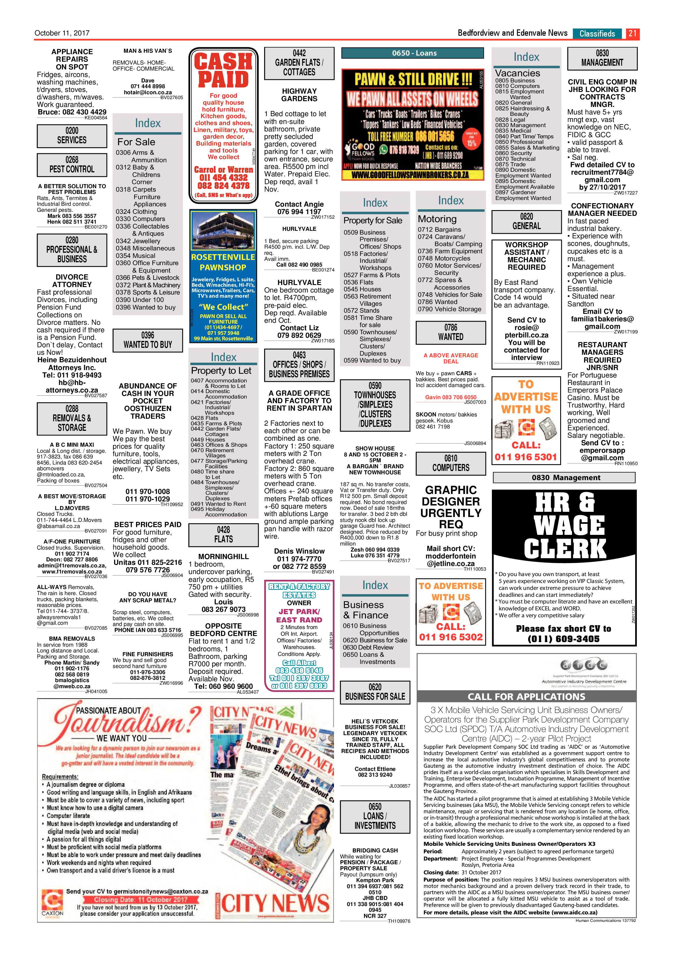 Bedfordview and Edenvale News 11 October 2017 page 21
