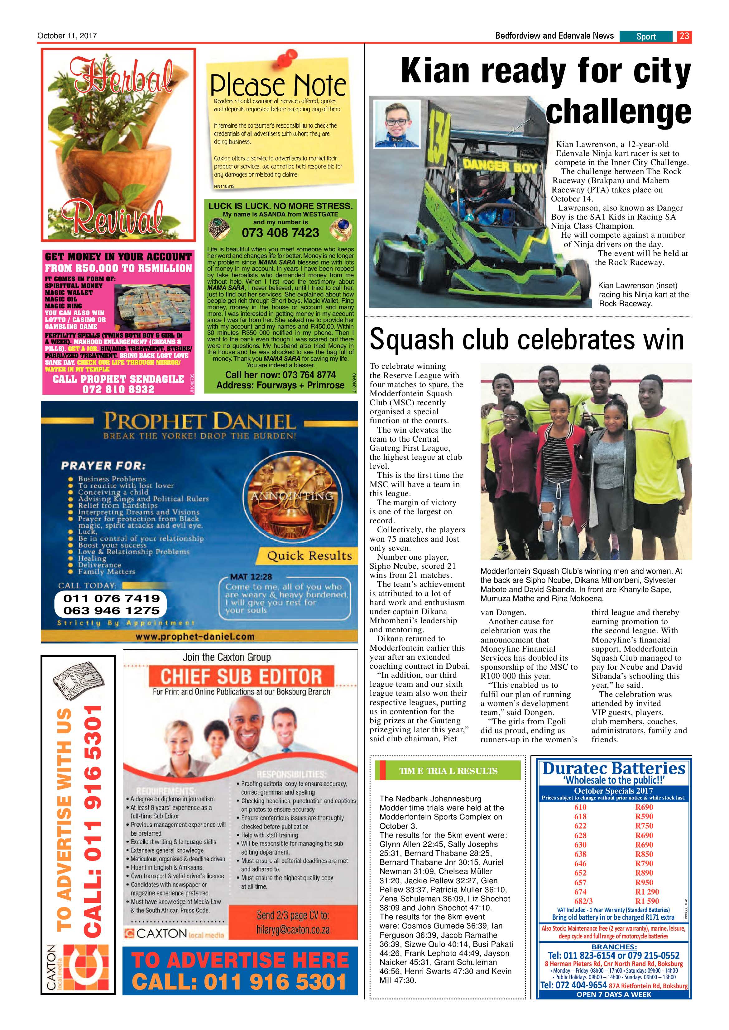 Bedfordview and Edenvale News 11 October 2017 page 23