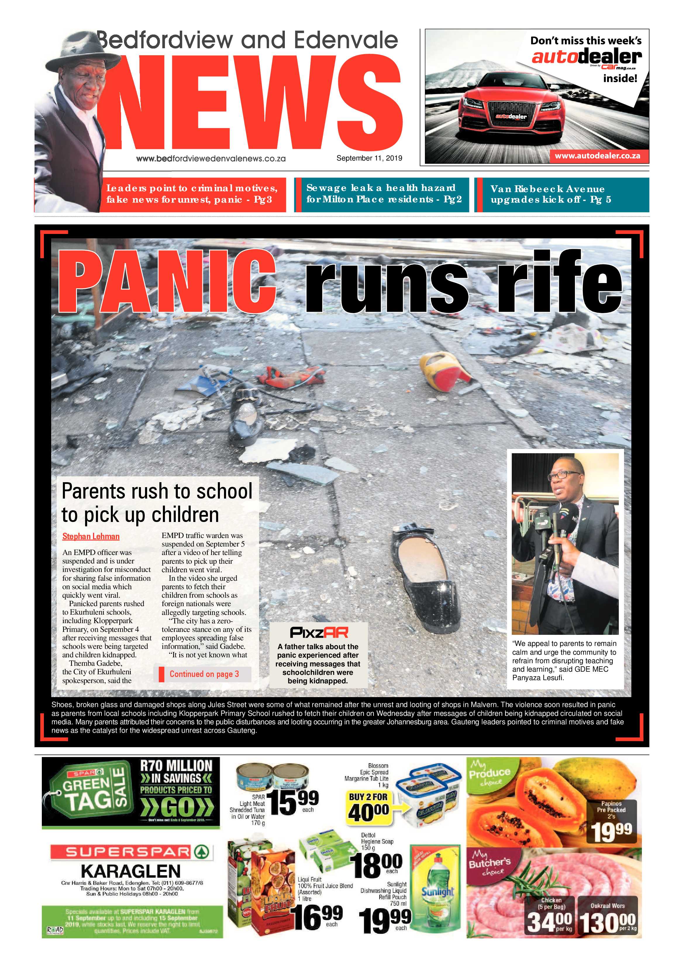 Bedfordview and Edenvale News 11 September 2019 page 1