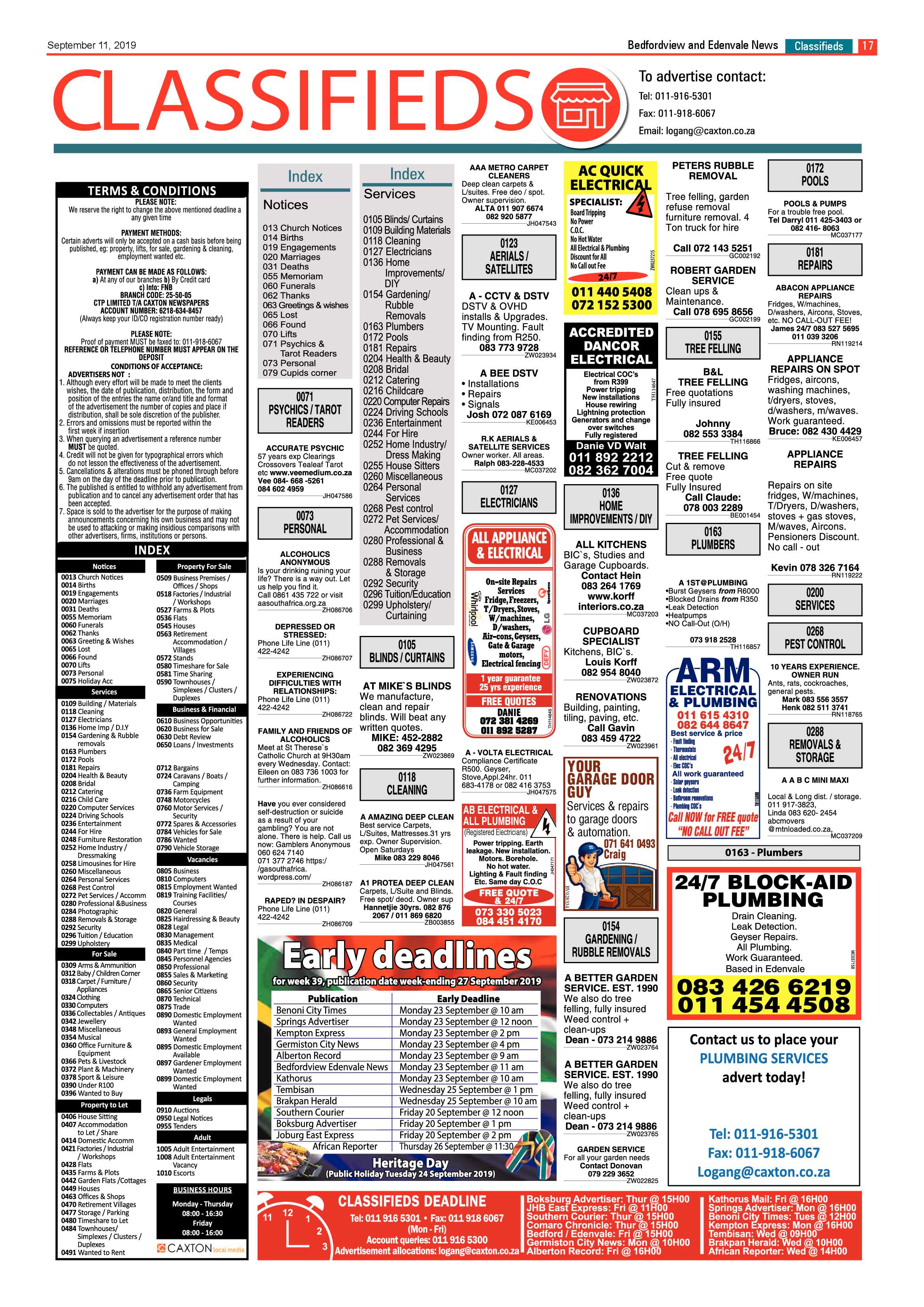 Bedfordview and Edenvale News 11 September 2019 page 17