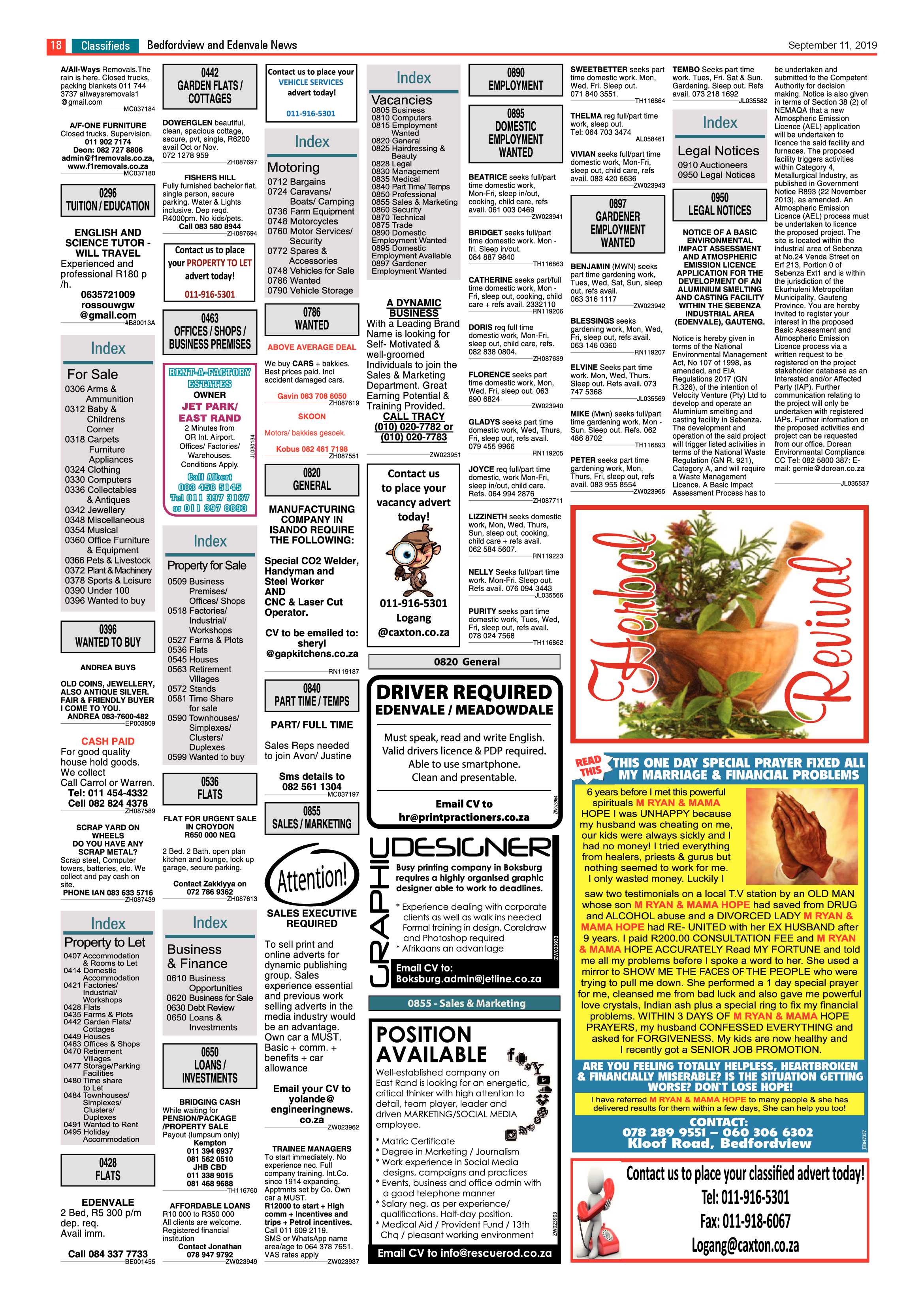 Bedfordview and Edenvale News 11 September 2019 page 18