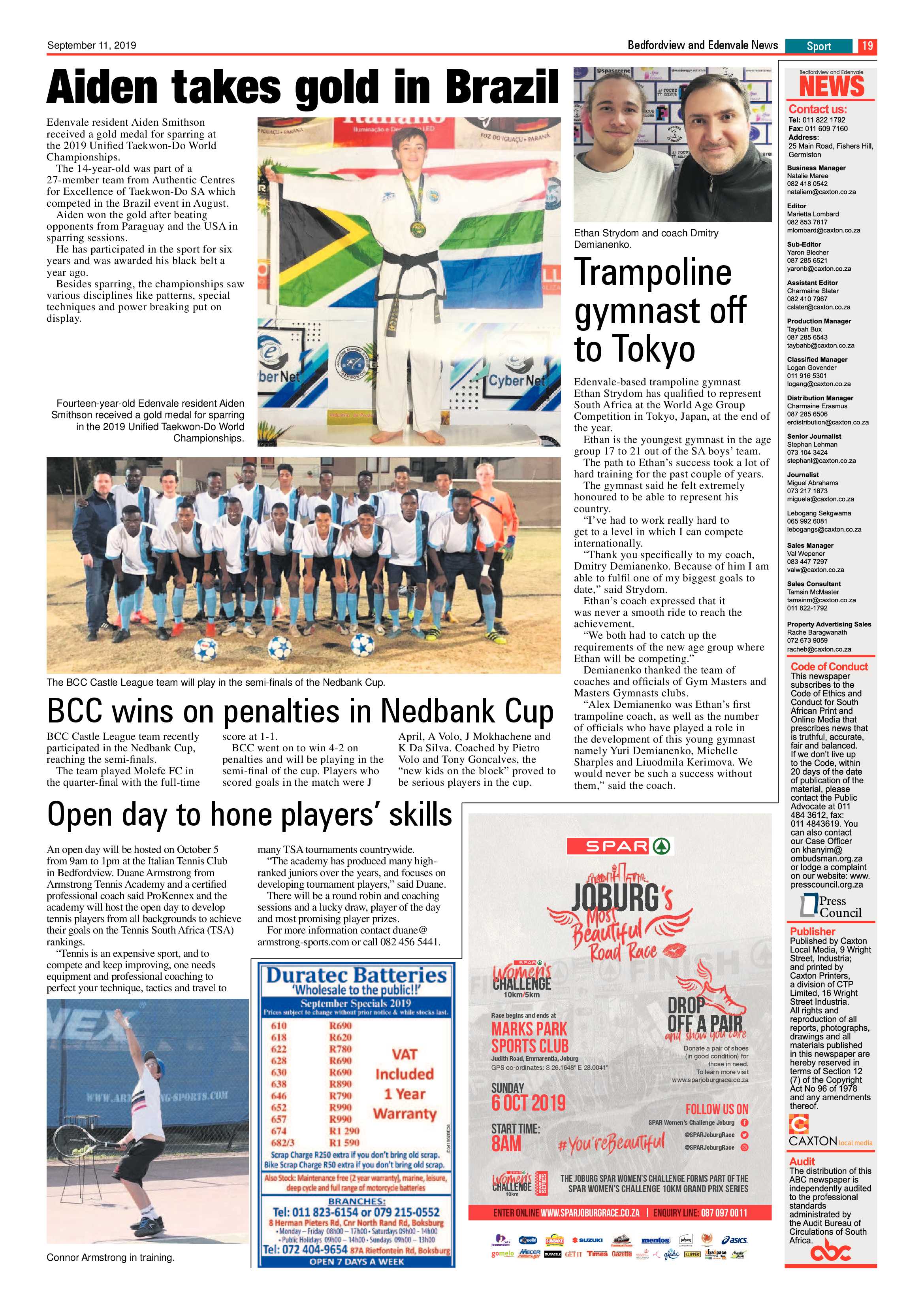 Bedfordview and Edenvale News 11 September 2019 page 19