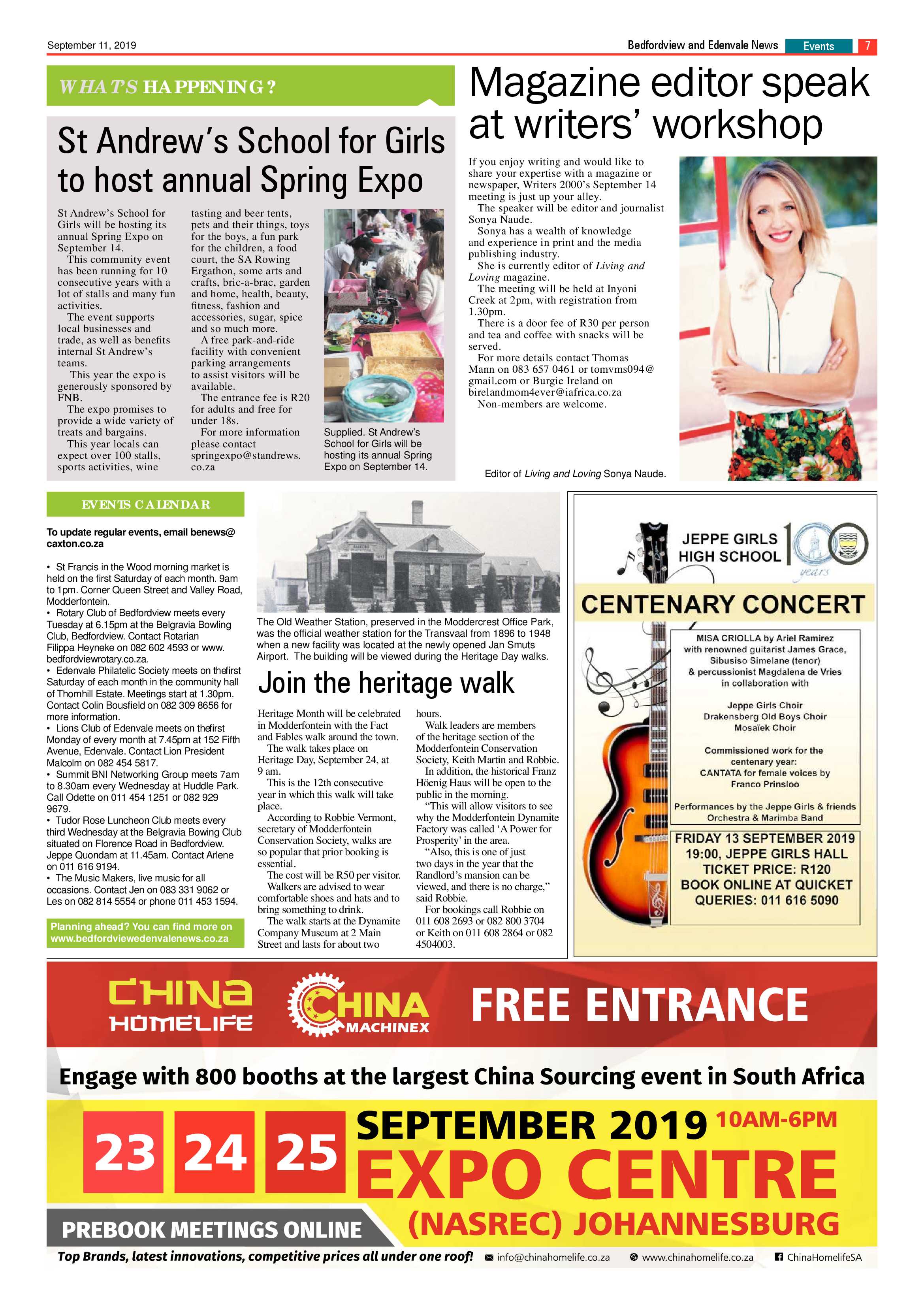Bedfordview and Edenvale News 11 September 2019 page 7