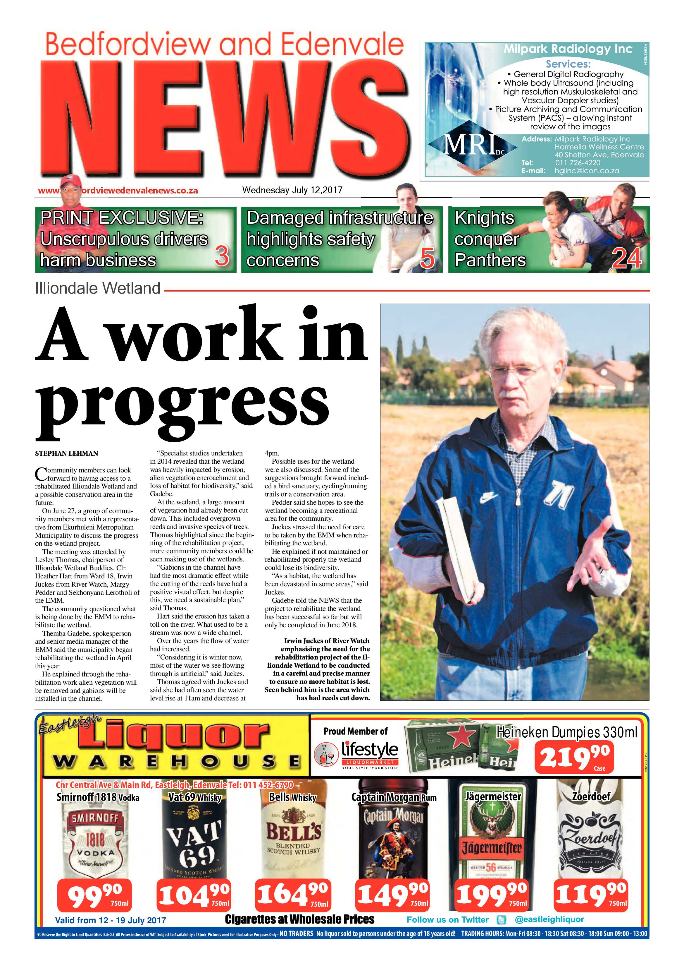 Bedfordview and Edenvale News 12 July 2017 page 1