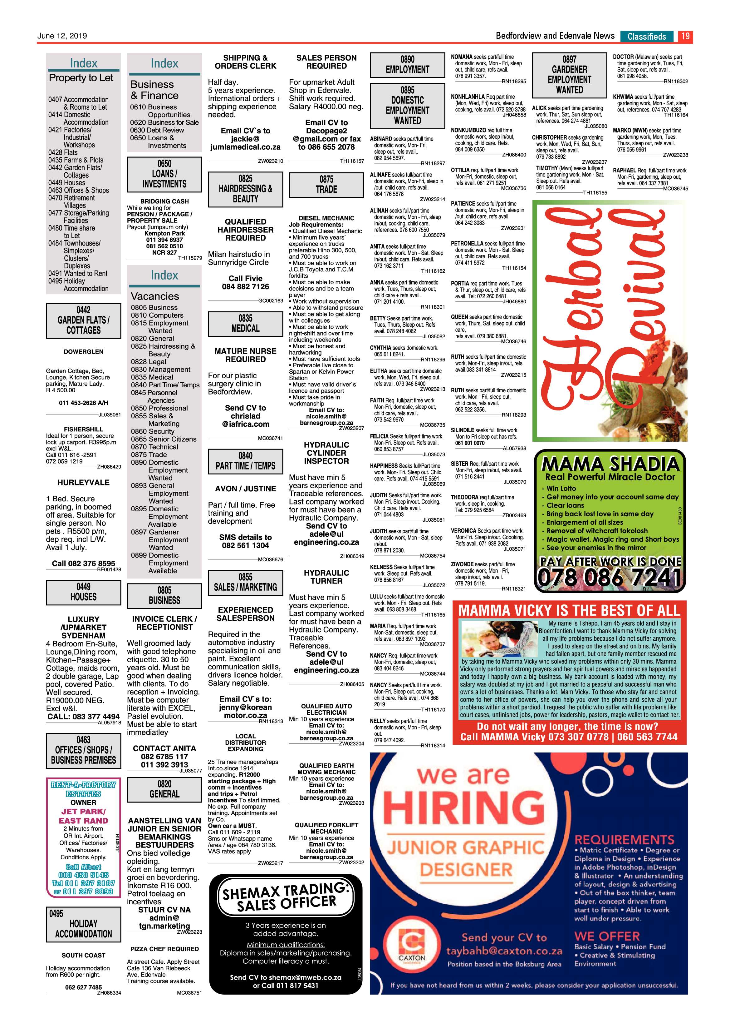 Bedfordview and Edenvale News 12 June 2019 page 19
