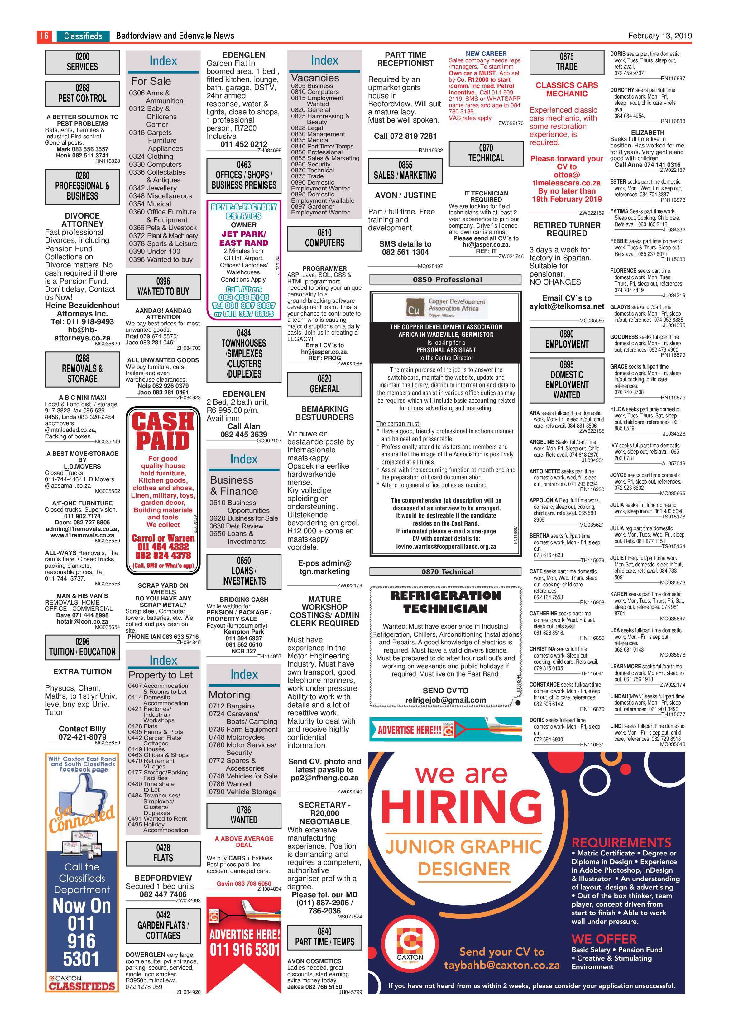 Bedfordview and Edenvale News 13 February 2019 page 16
