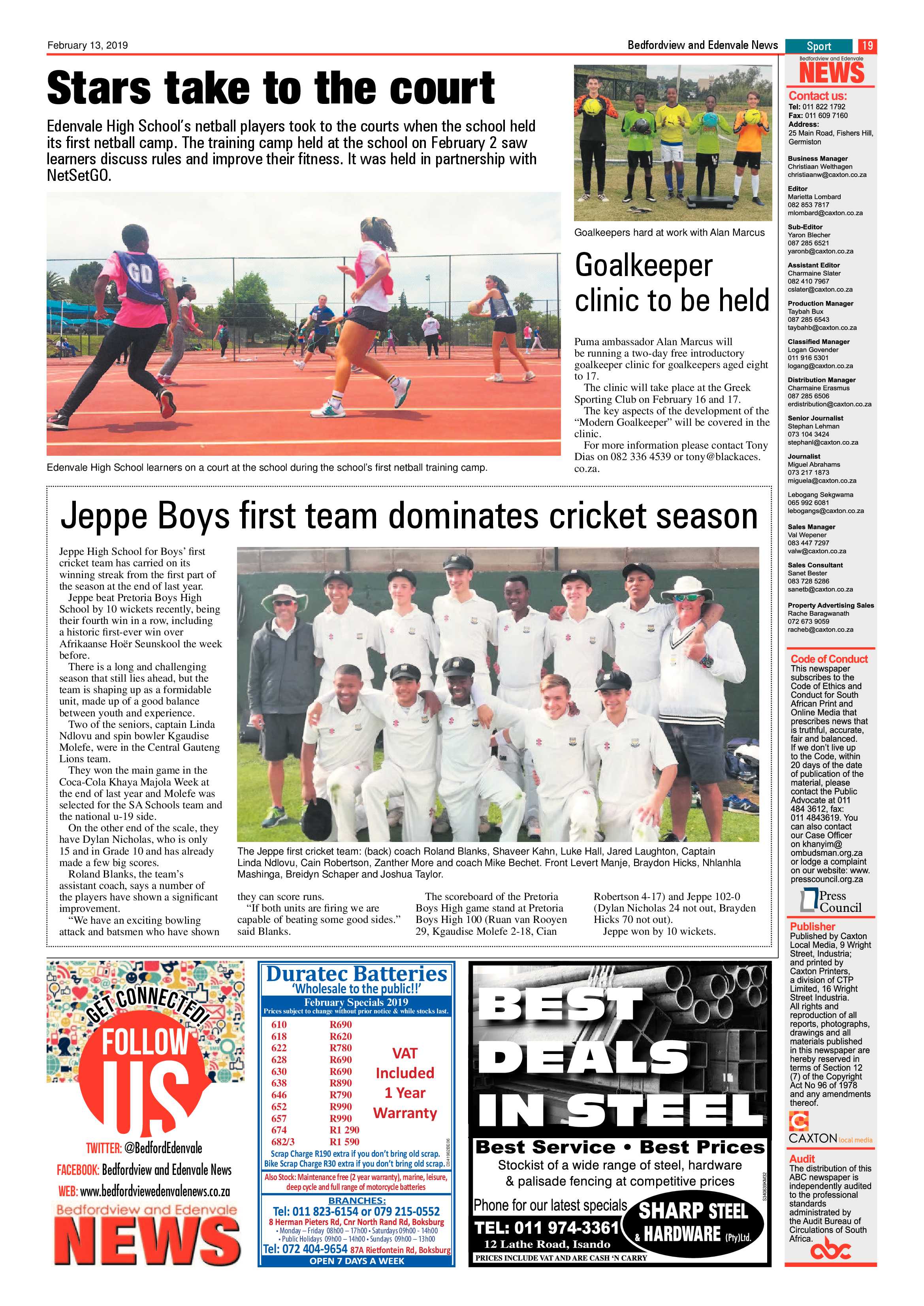 Bedfordview and Edenvale News 13 February 2019 page 19