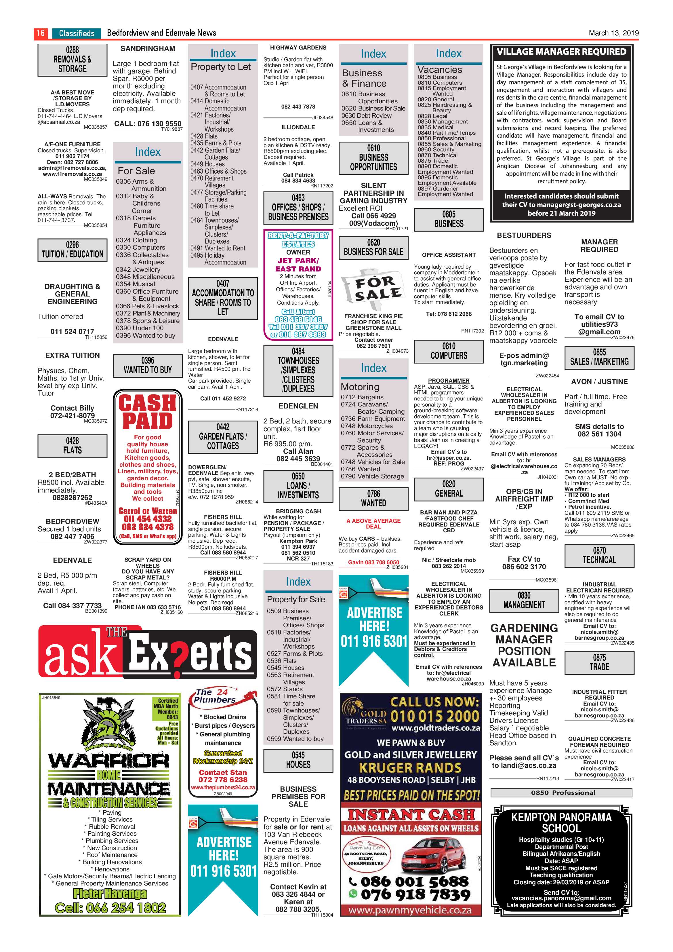 Bedfordview and Edenvale News 13 March 2019 page 16