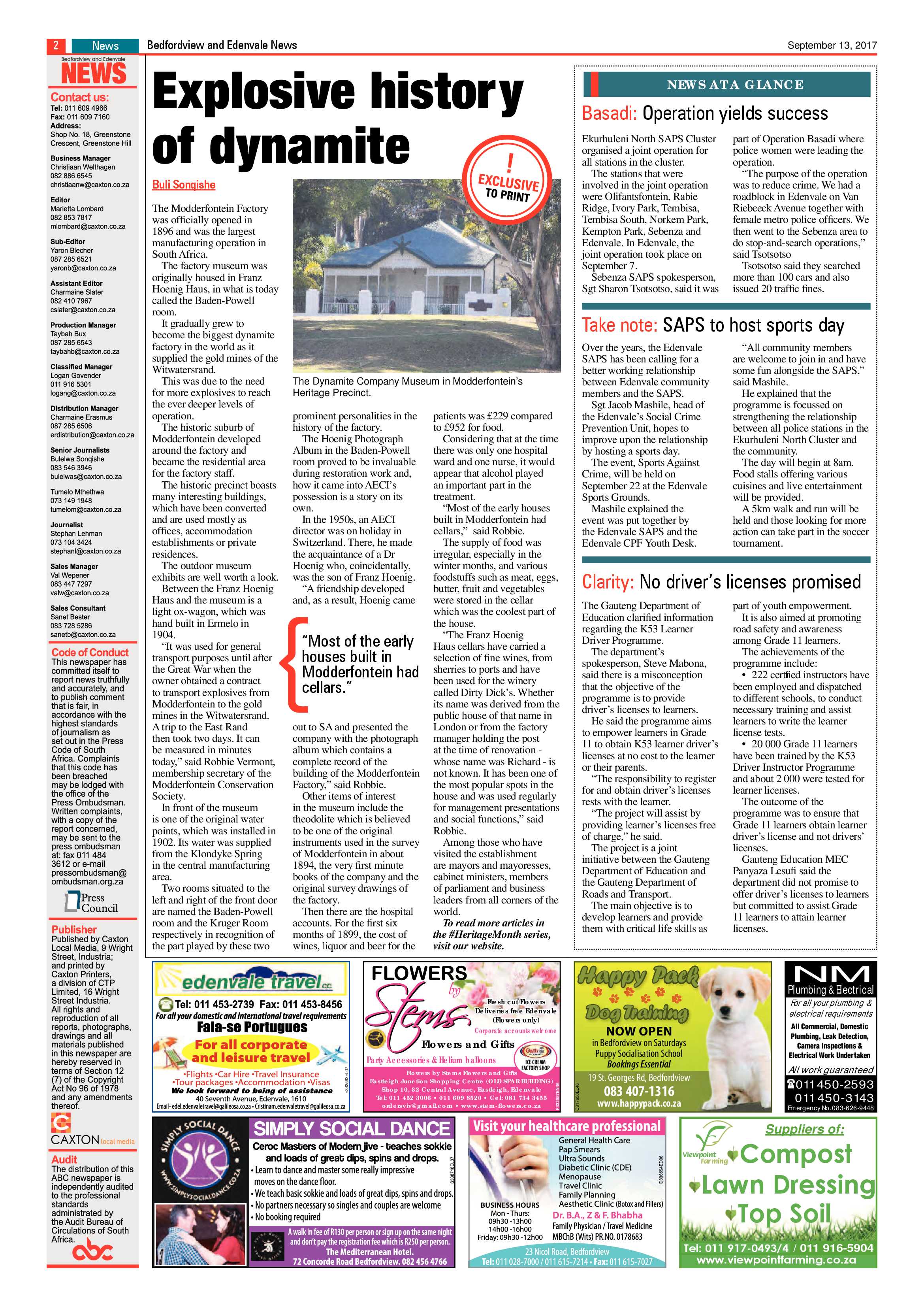 Bedfordview and Edenvale News 13 September 2017 page 2