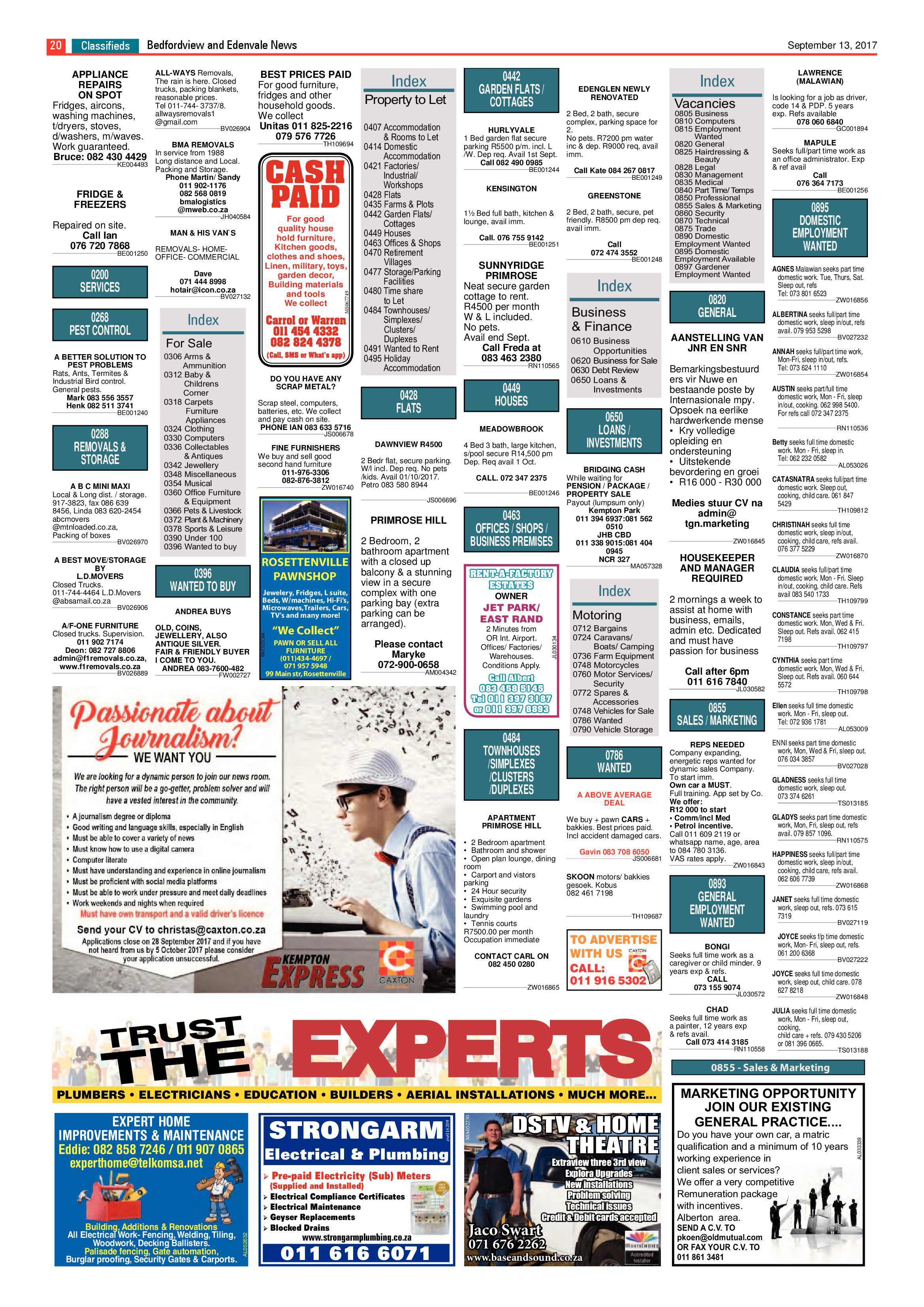 Bedfordview and Edenvale News 13 September 2017 page 20