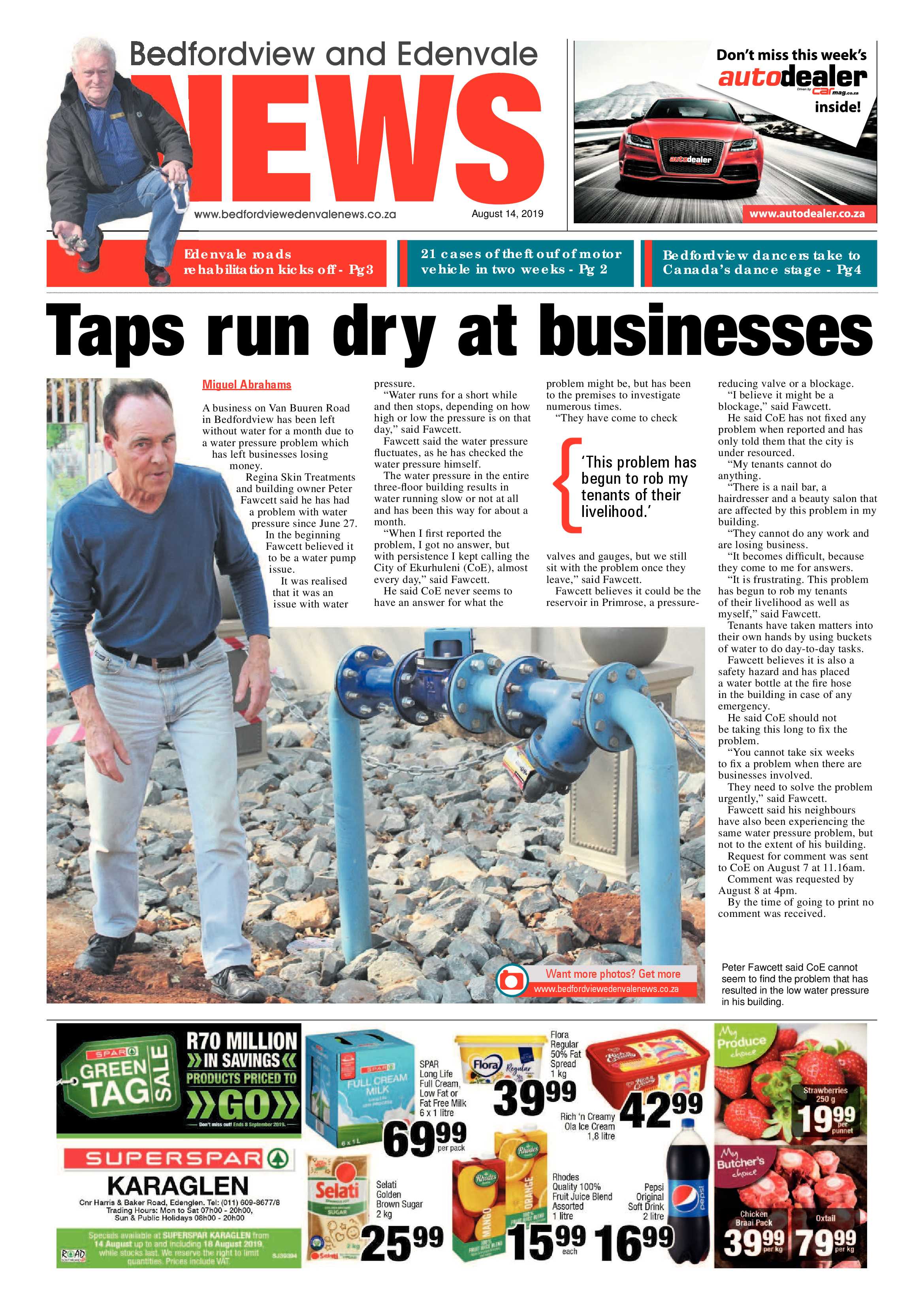 Bedfordview and Edenvale News 14 August 2019 page 1