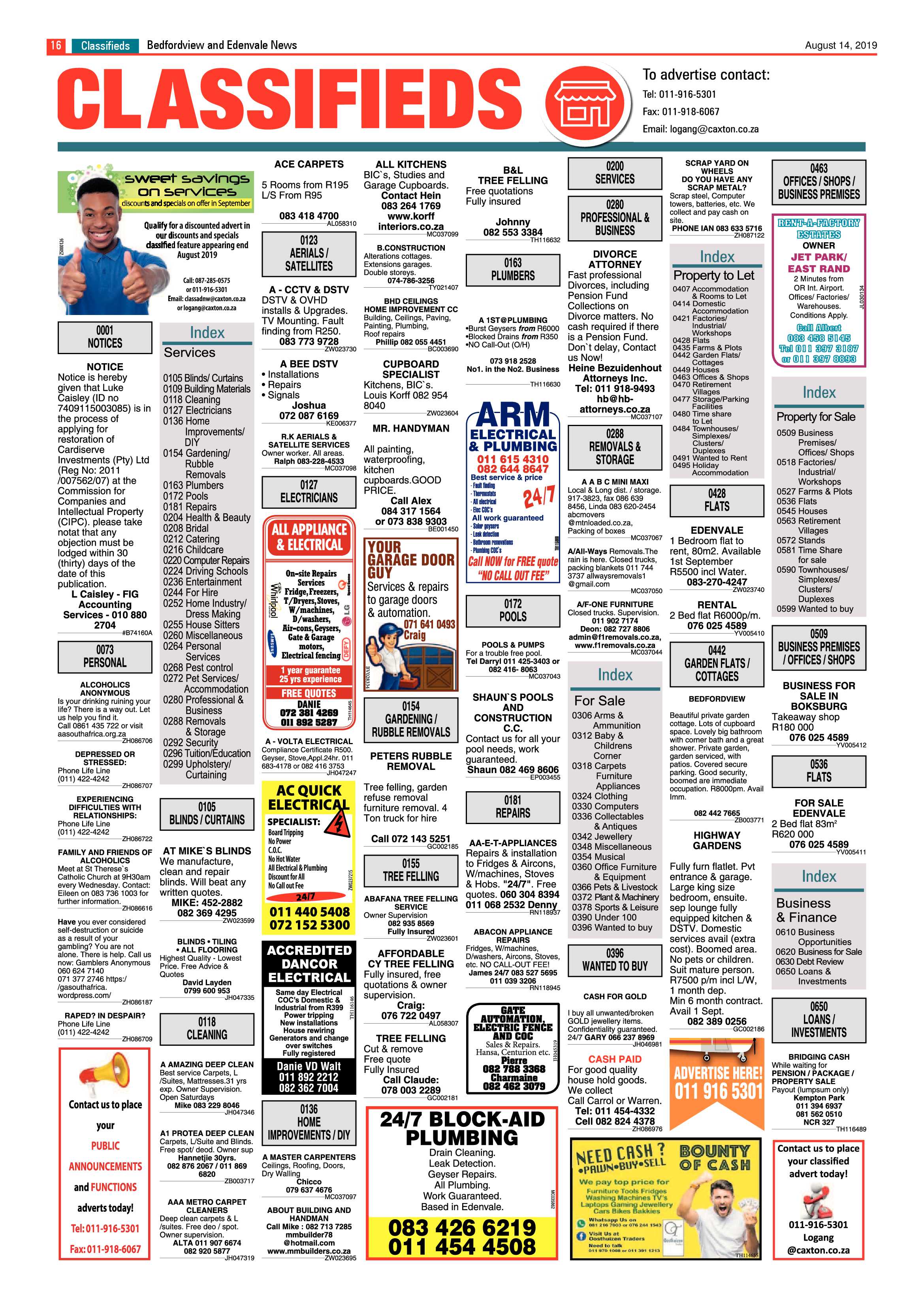 Bedfordview and Edenvale News 14 August 2019 page 16