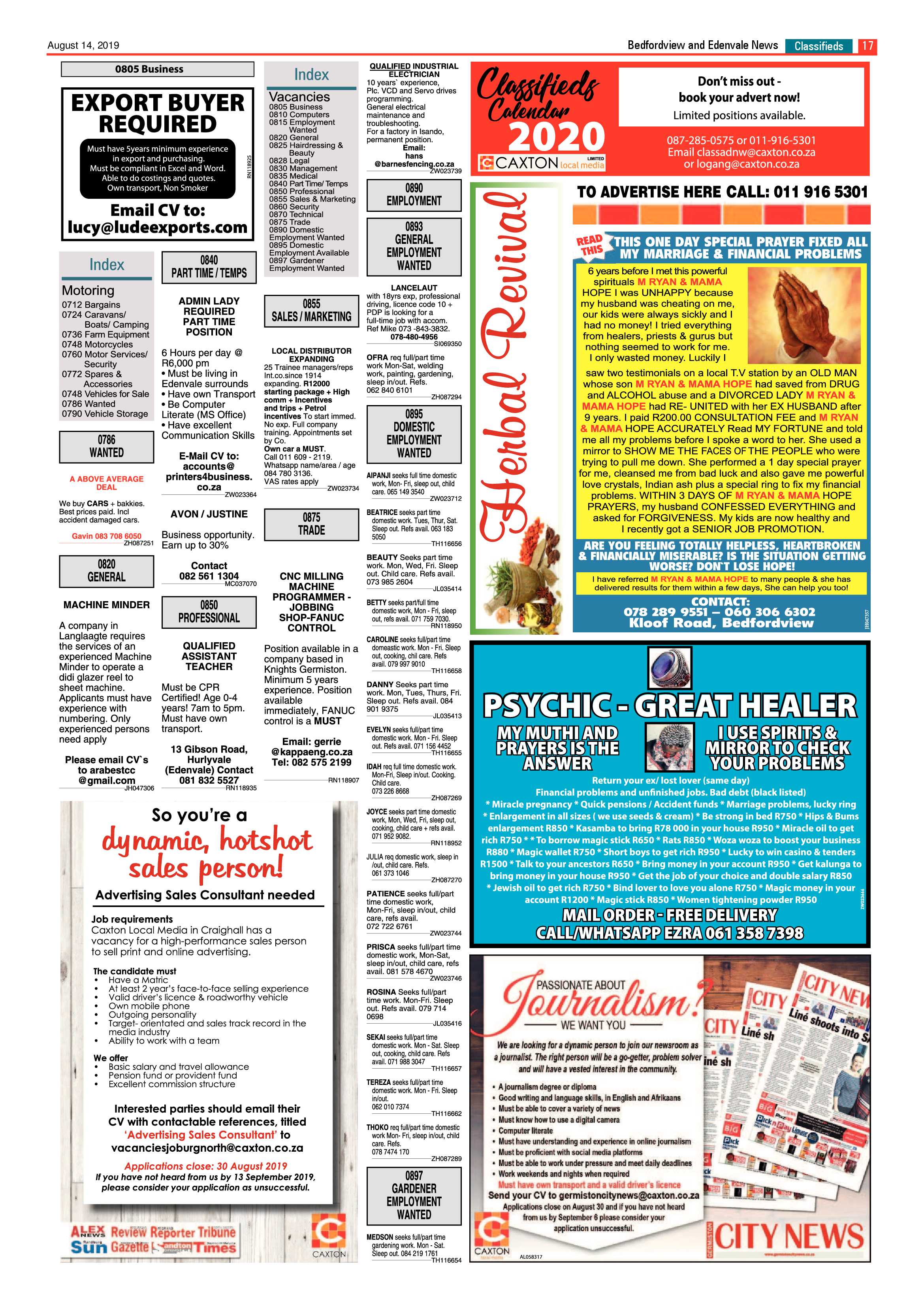 Bedfordview and Edenvale News 14 August 2019 page 17