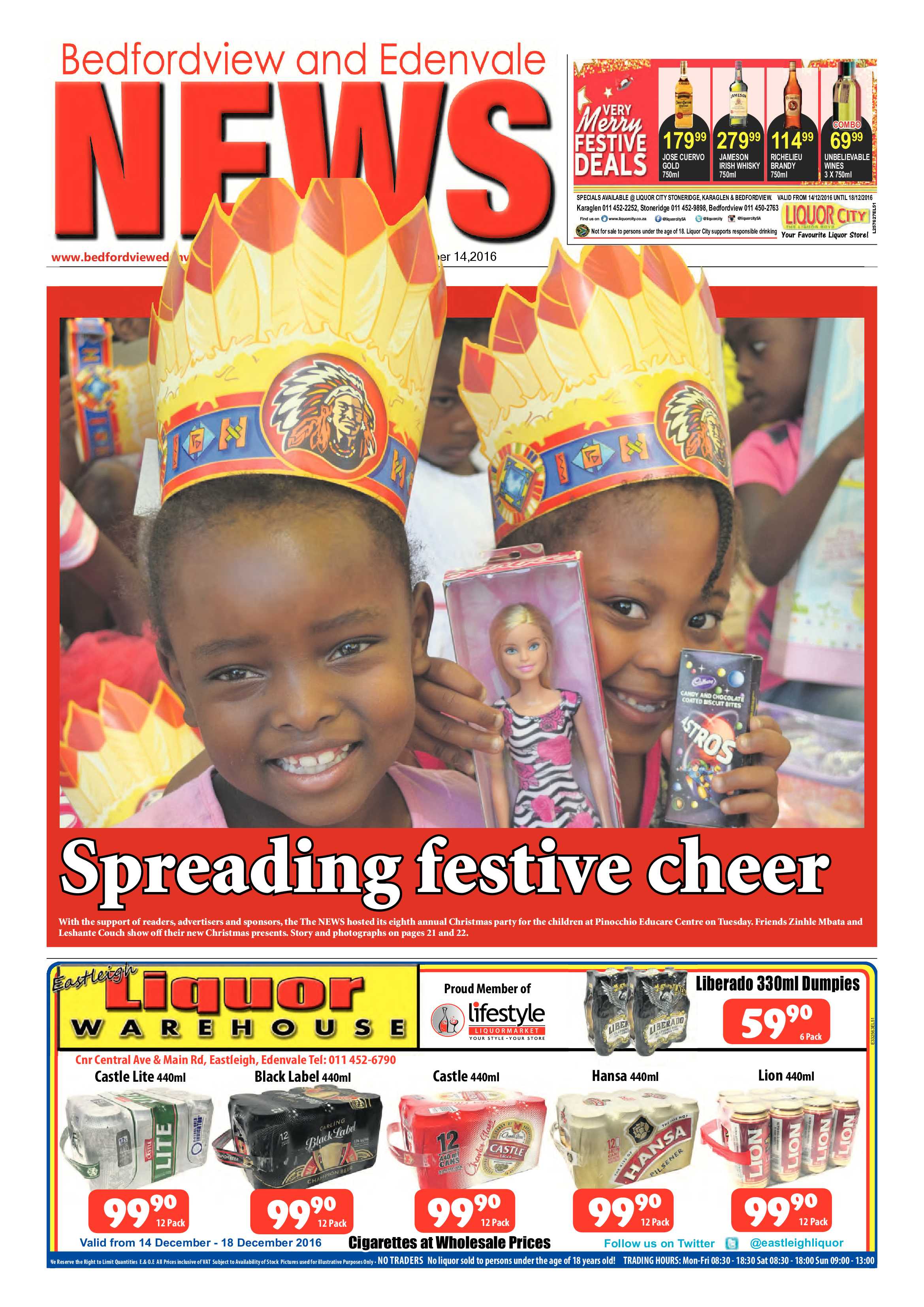 Bedfordview and Edenvale News 14 December 2016 page 1