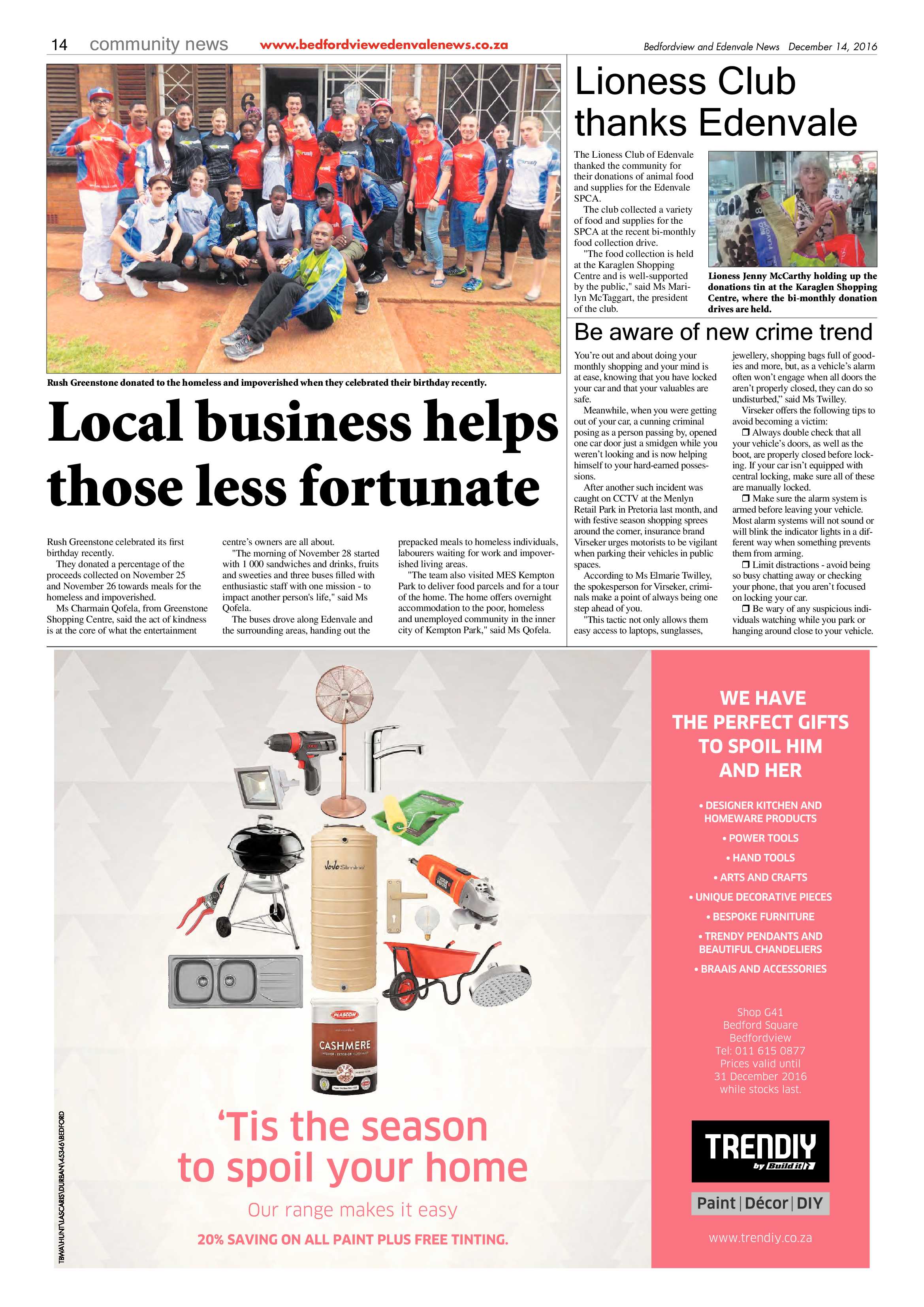 Bedfordview and Edenvale News 14 December 2016 page 14
