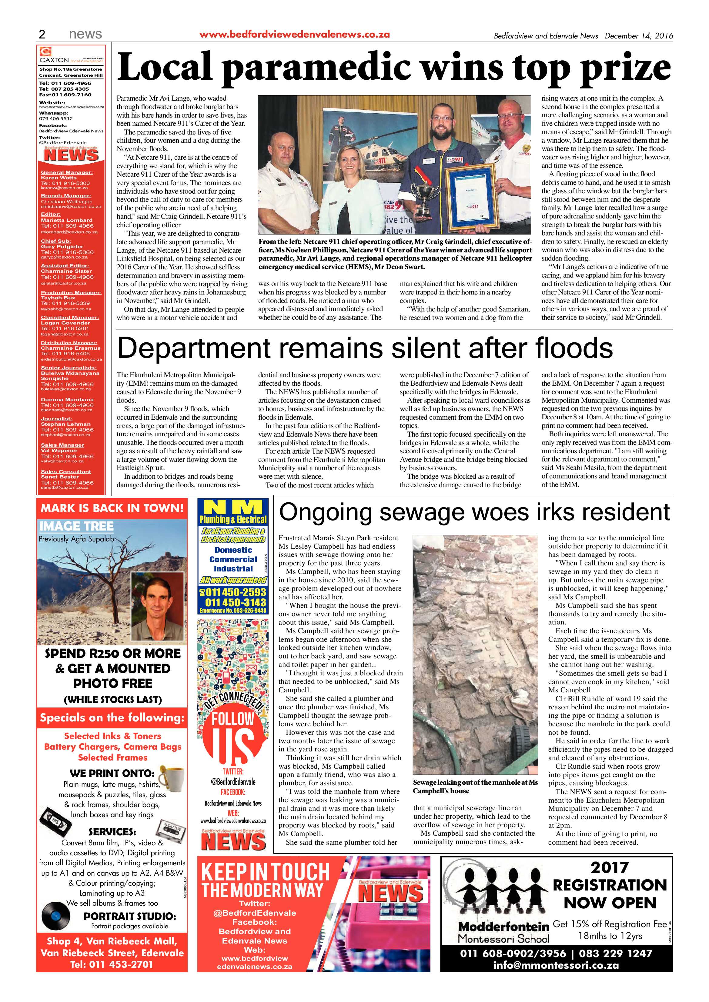 Bedfordview and Edenvale News 14 December 2016 page 2