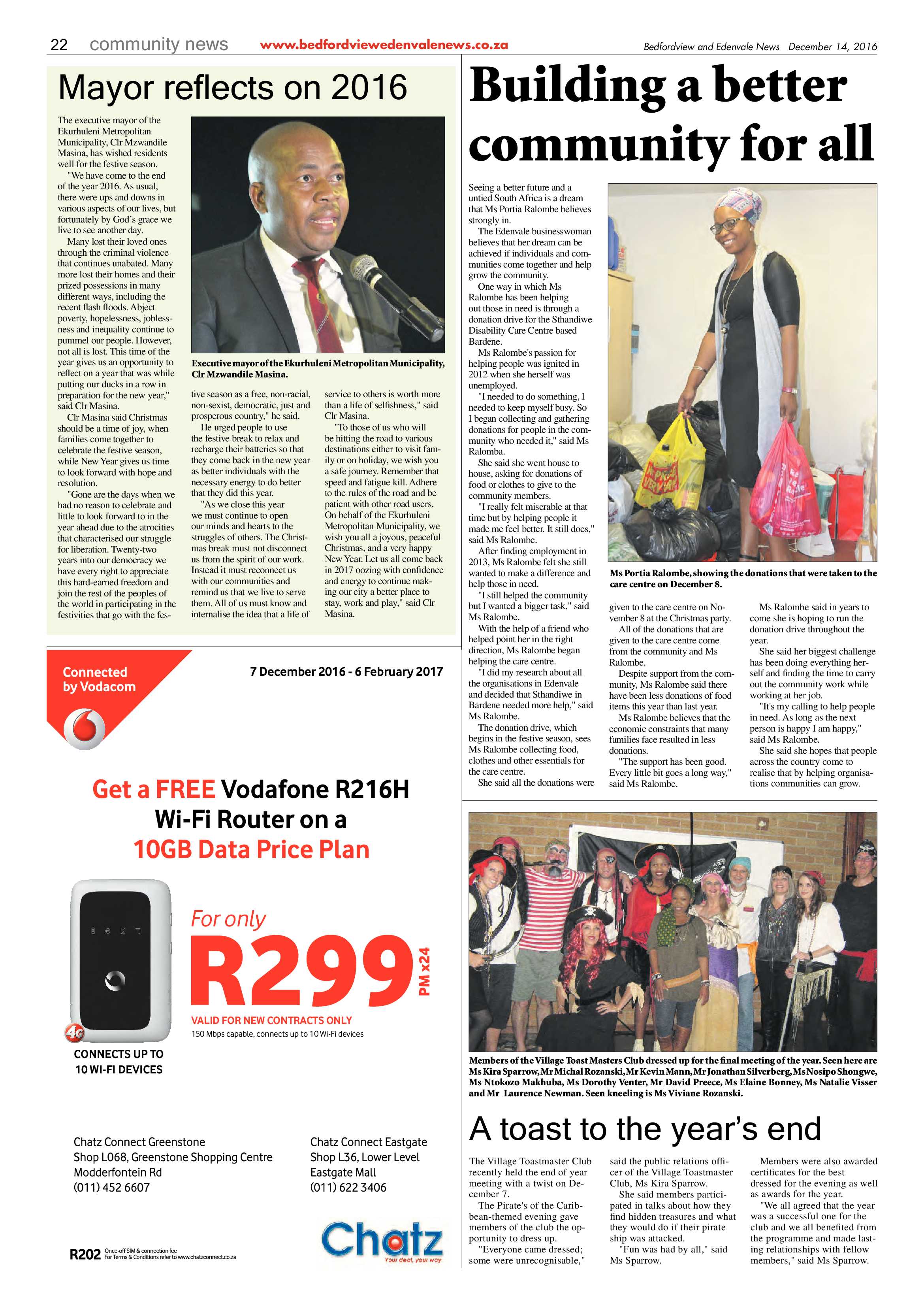 Bedfordview and Edenvale News 14 December 2016 page 22