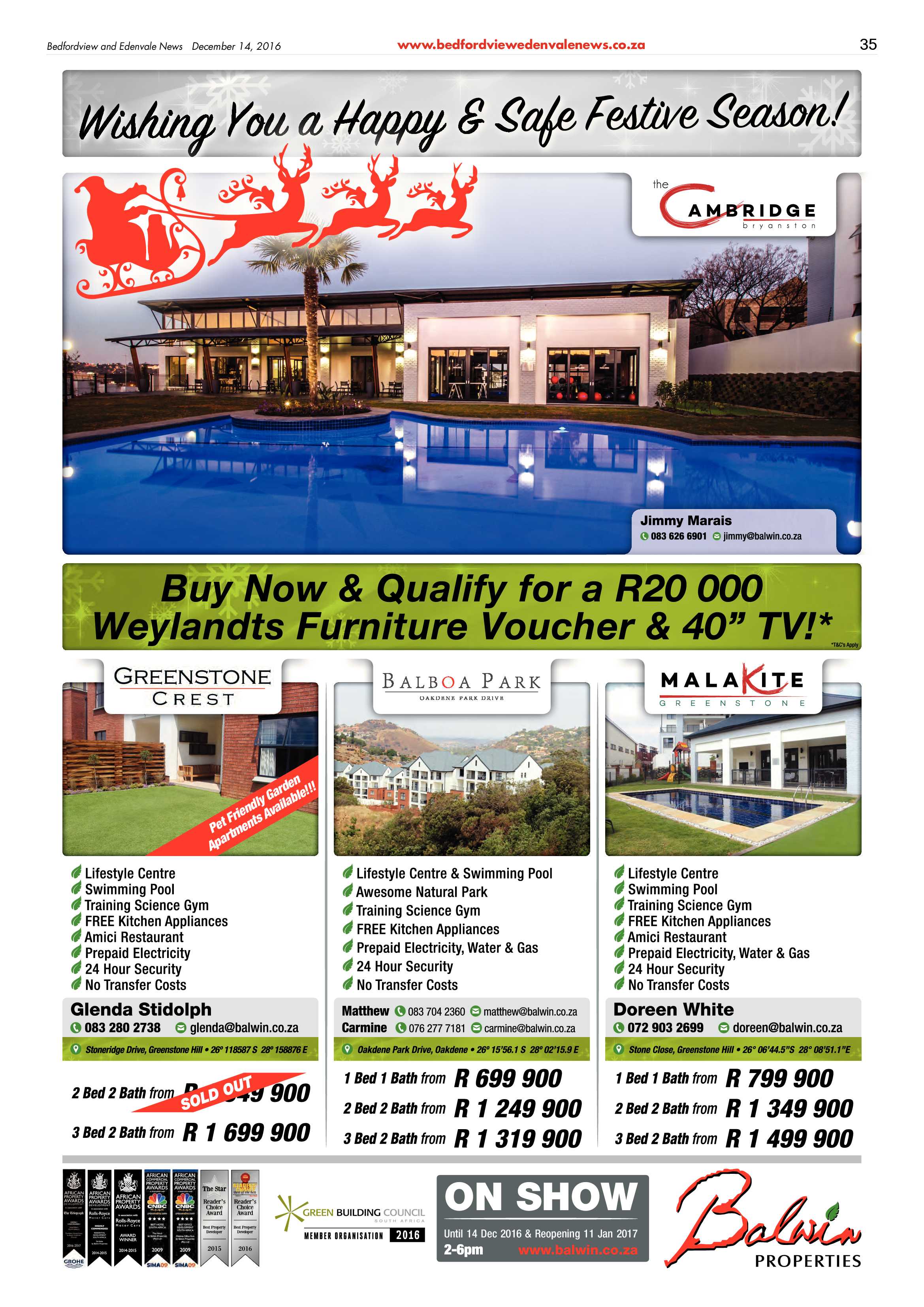 Bedfordview and Edenvale News 14 December 2016 page 35