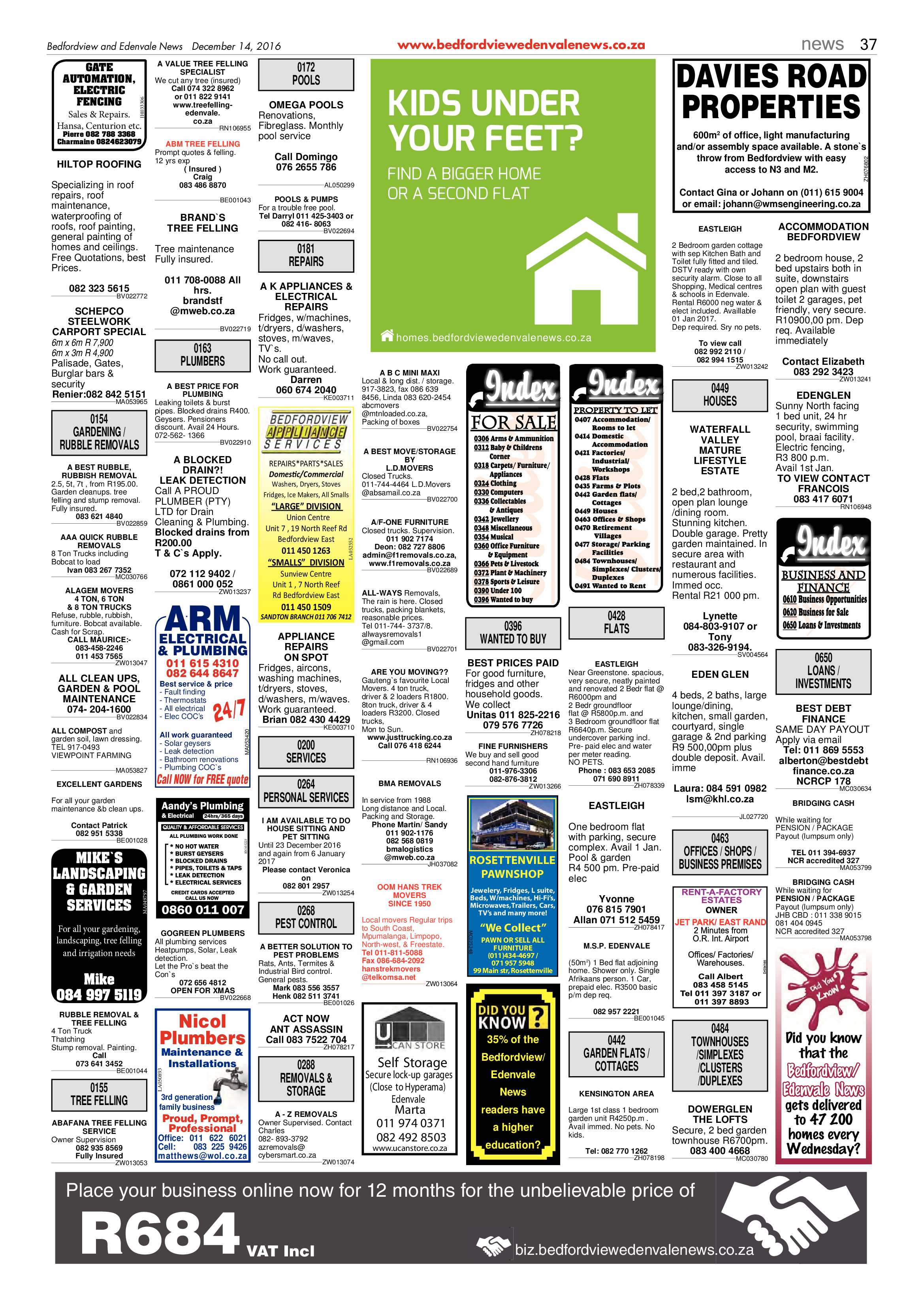 Bedfordview and Edenvale News 14 December 2016 page 37