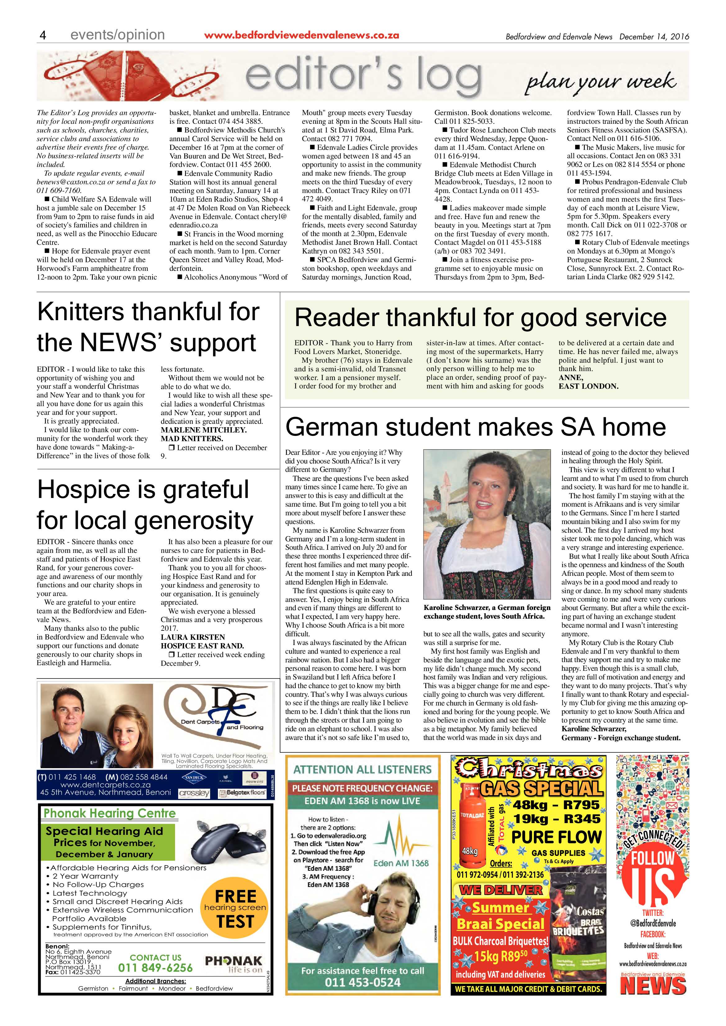 Bedfordview and Edenvale News 14 December 2016 page 4