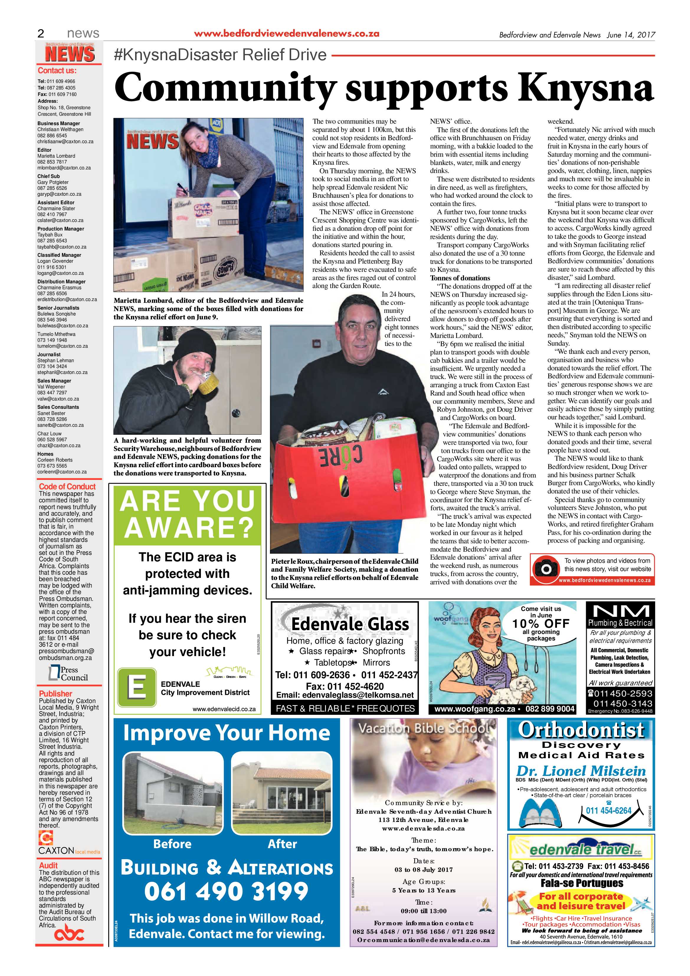 Bedfordview and Edenvale News 14 June 2017 page 2
