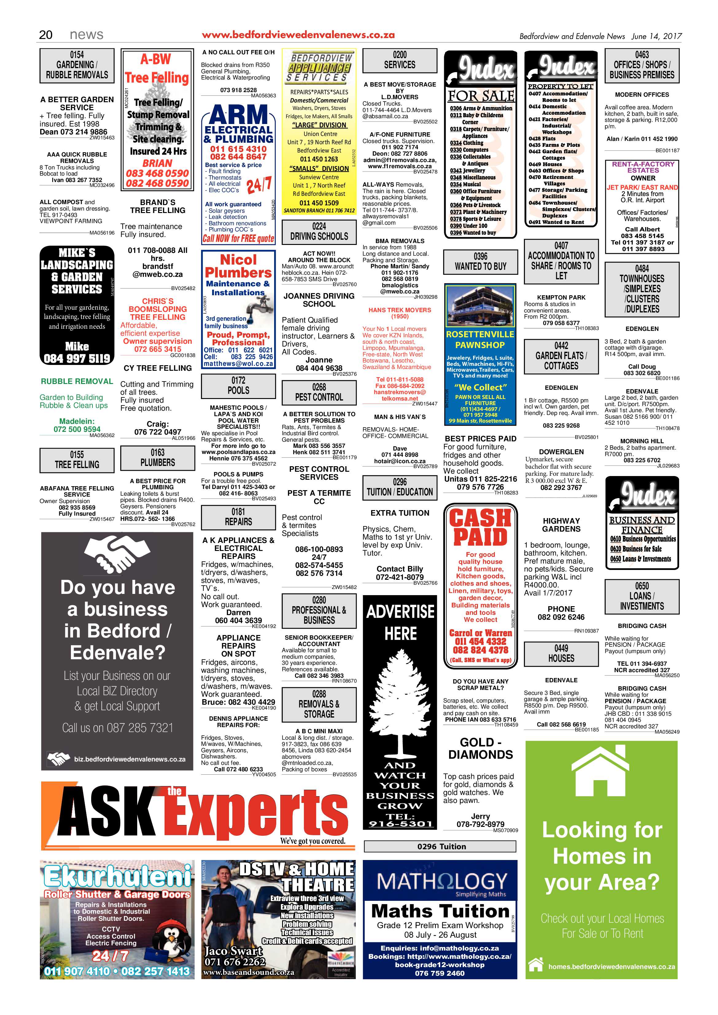 Bedfordview and Edenvale News 14 June 2017 page 20