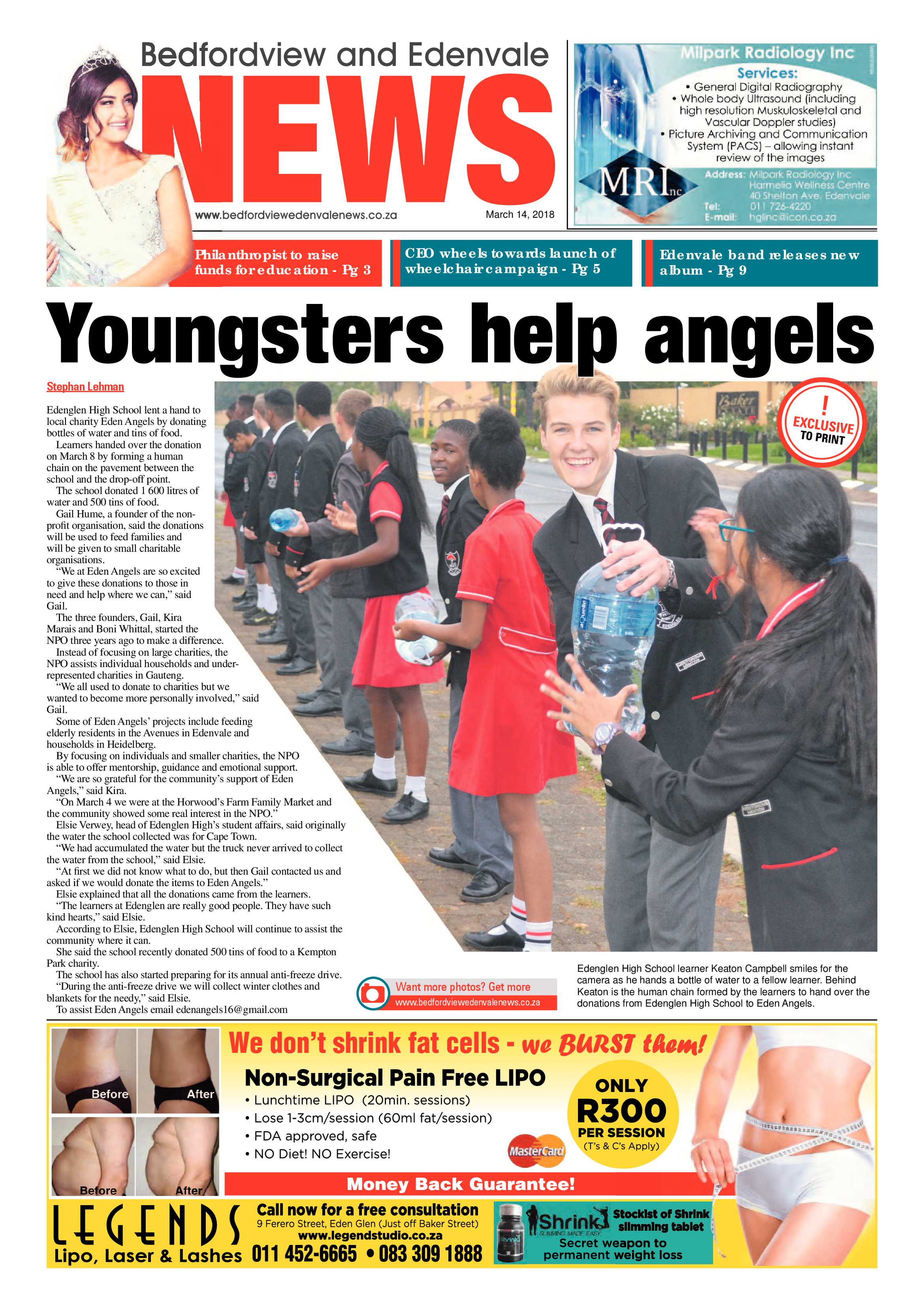 Bedfordview and Edenvale News 14 March 2018 page 1