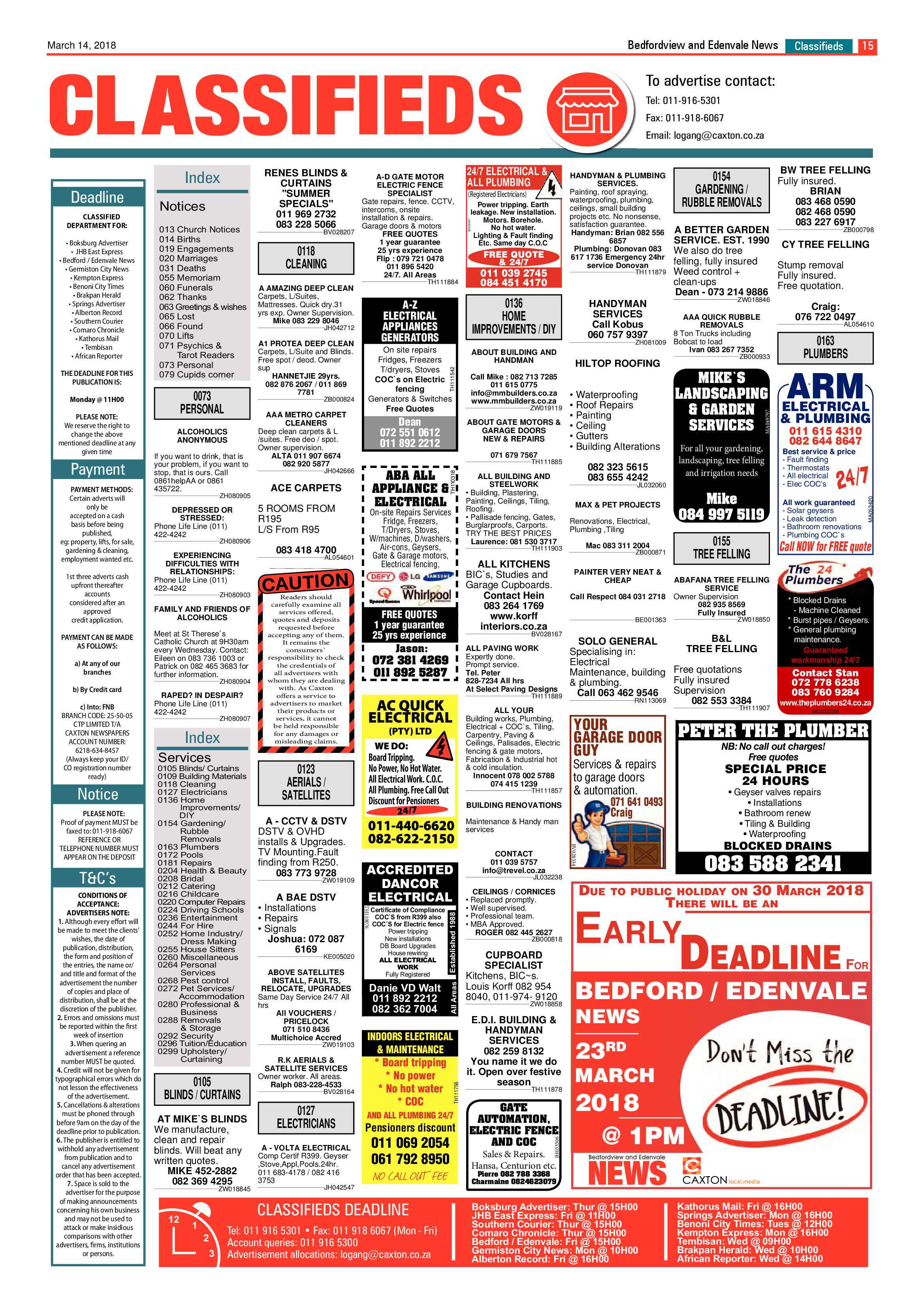 Bedfordview and Edenvale News 14 March 2018 page 15