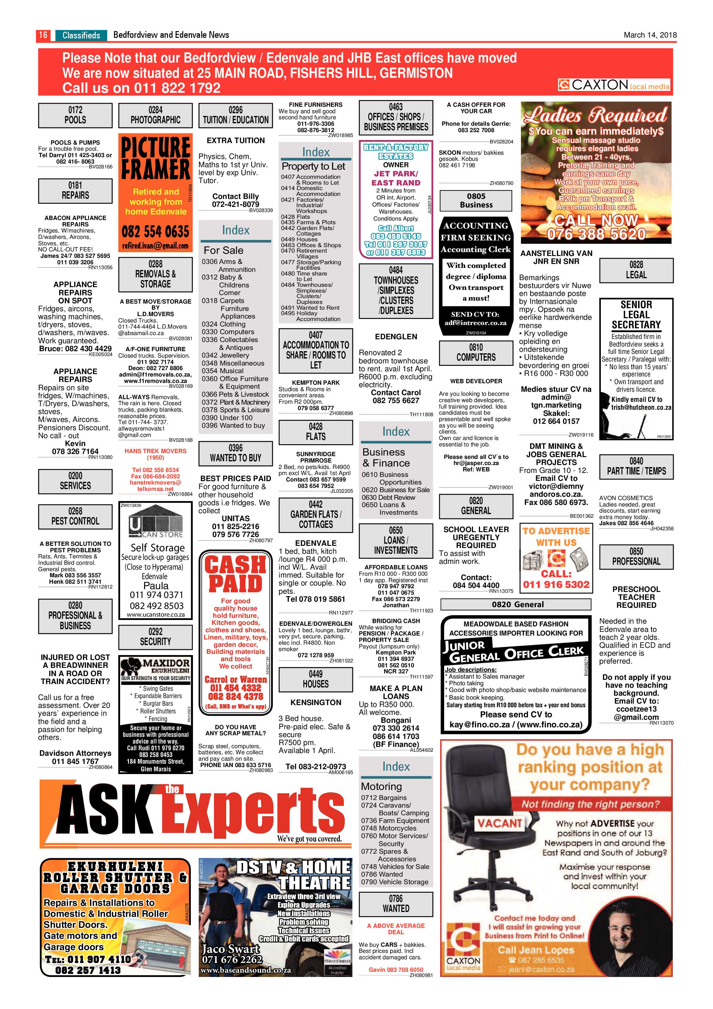 Bedfordview and Edenvale News 14 March 2018 page 16