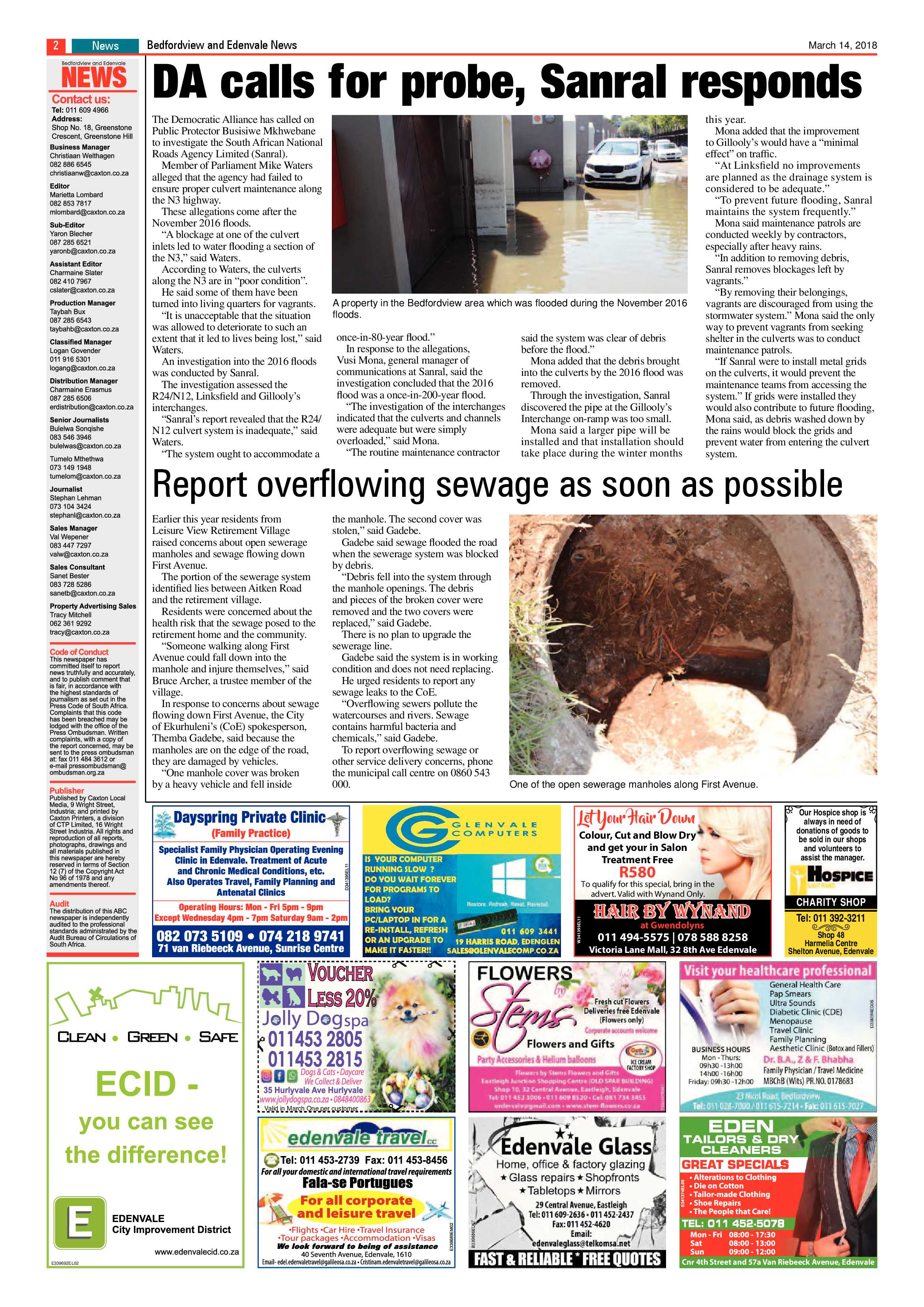 Bedfordview and Edenvale News 14 March 2018 page 2