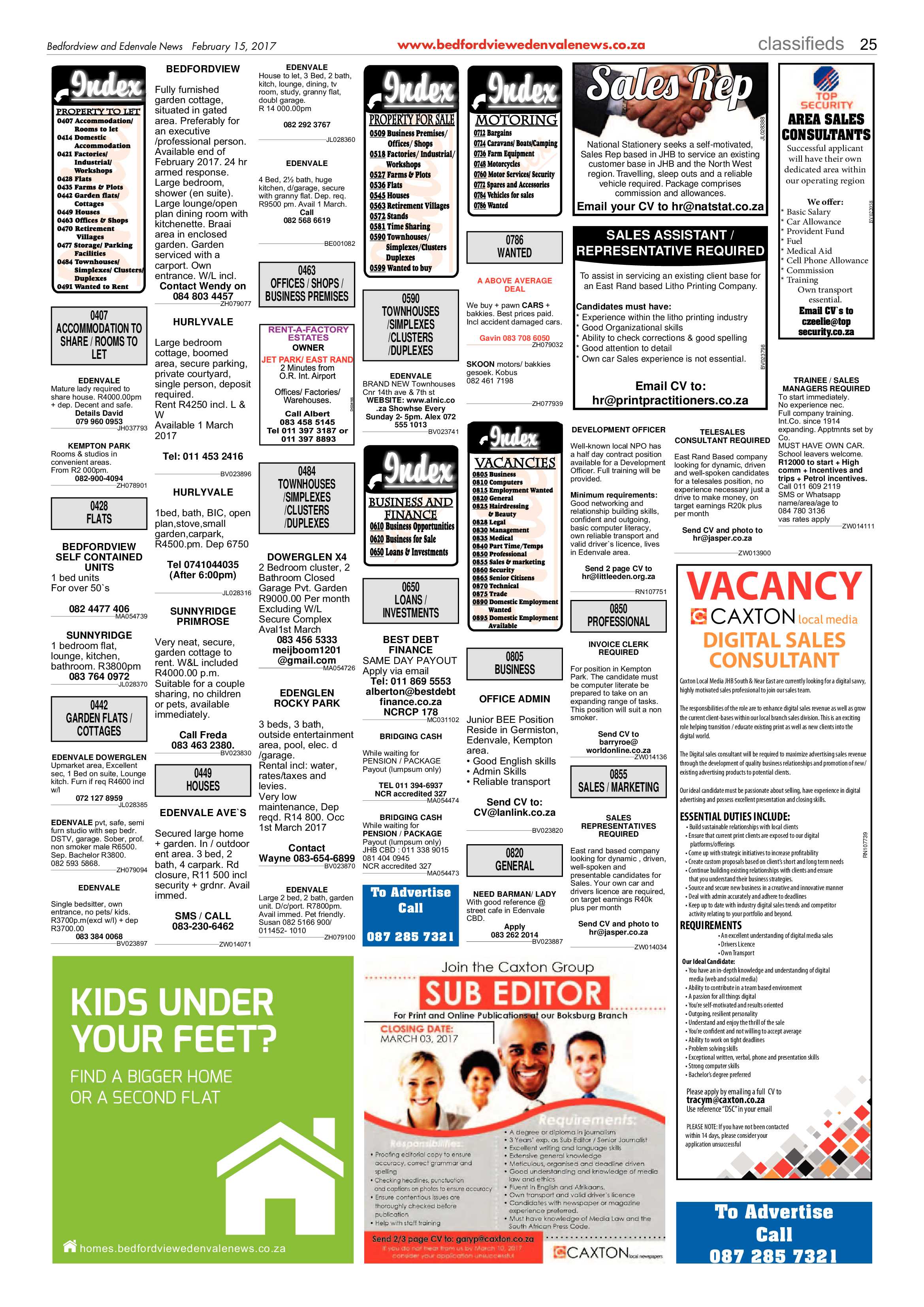 Bedfordview and Edenvale News 15 February 2017 page 25