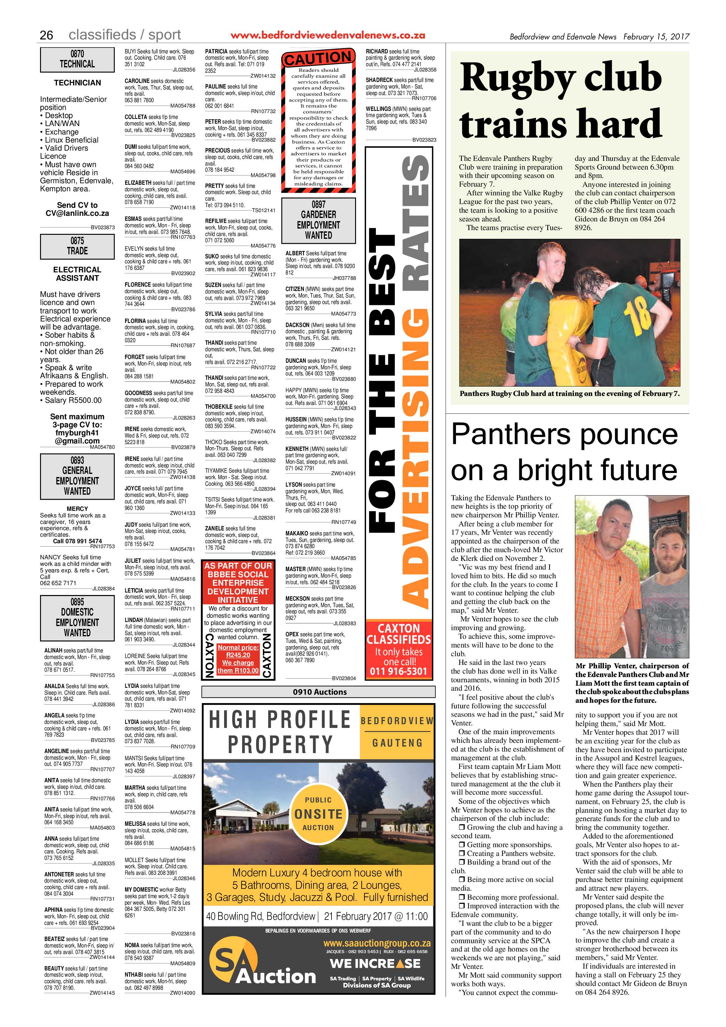 Bedfordview and Edenvale News 15 February 2017 page 26