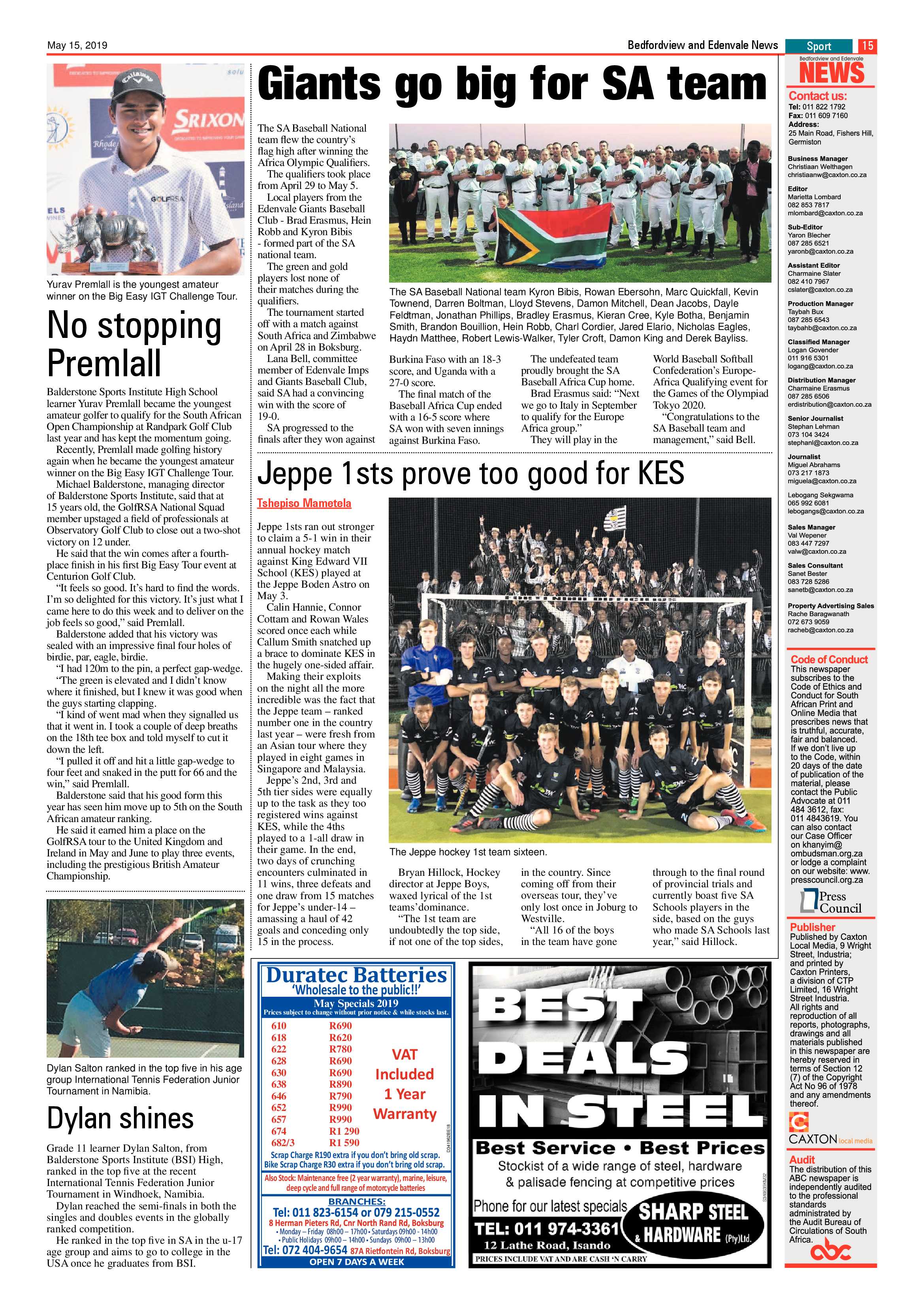 Bedfordview and Edenvale News 15 May 2019 page 15